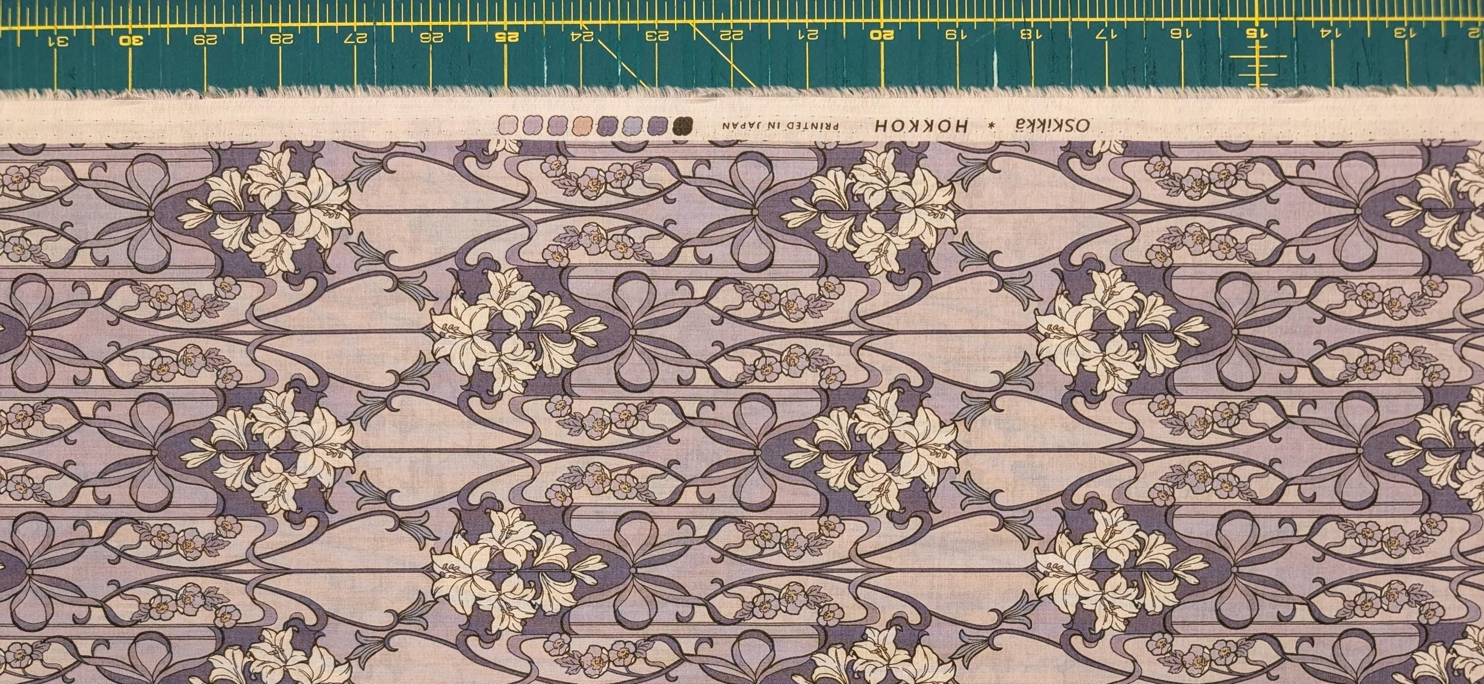 Hokkoh - Nouveau Flower Filigree Cotton Lawn - Purple