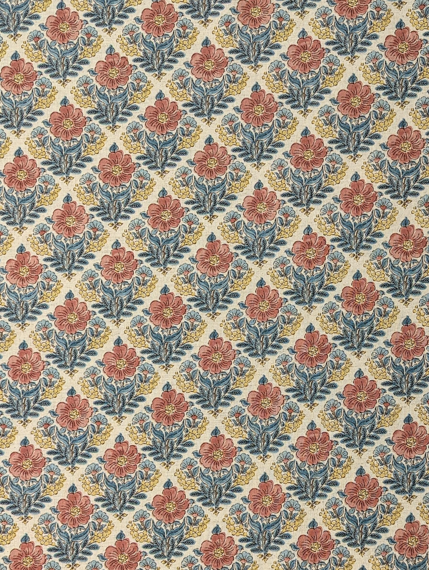 Kokka - Flower Diamonds Cotton/Linen Fabric - Red