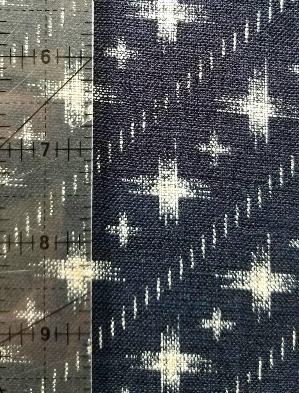 Sevenberry - Diagonal Crosses Cotton Fabric - Navy Indigo Blue Beige