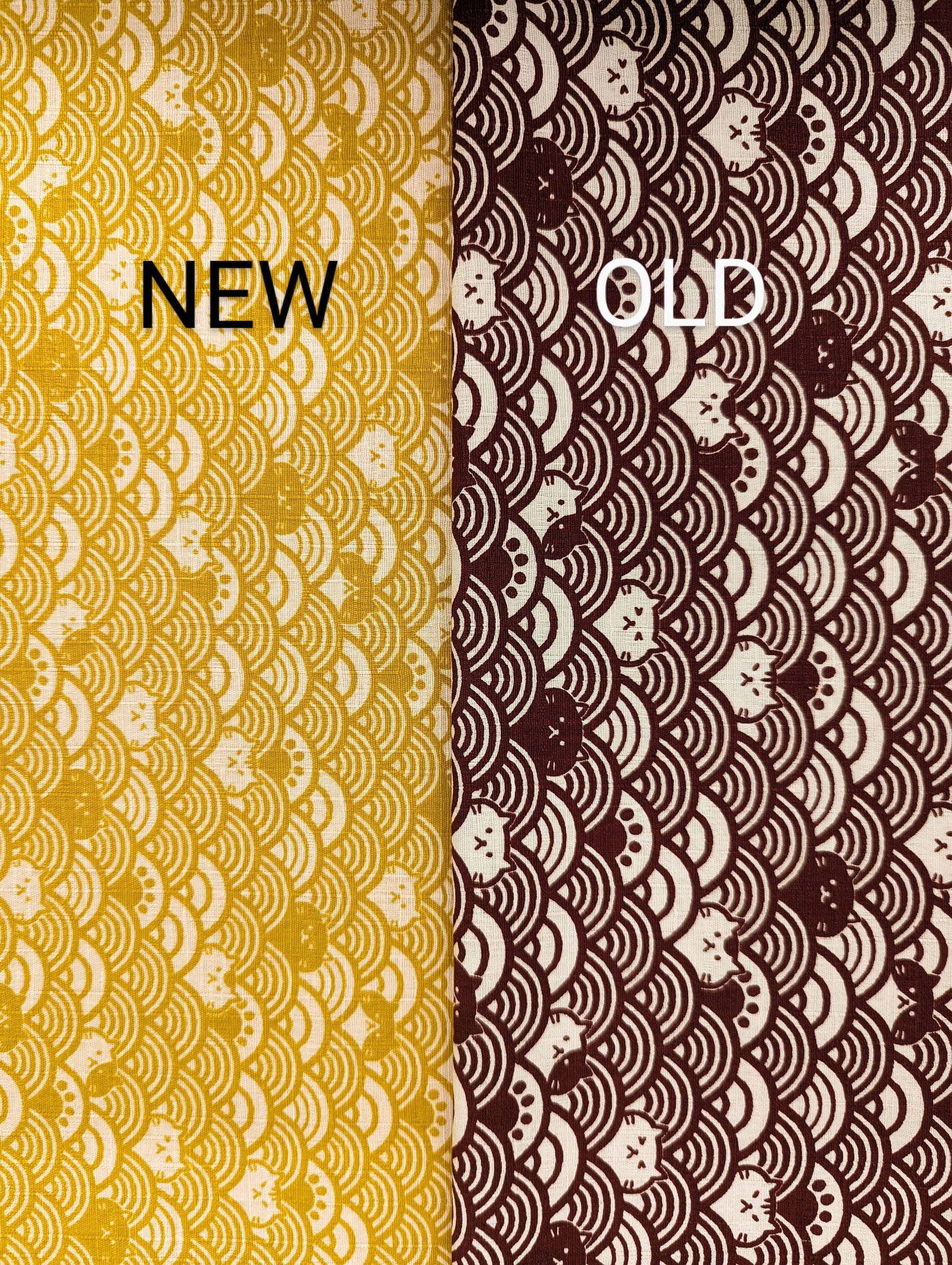 Cosmo - Waves with Cats Cotton Dobby - Yellow