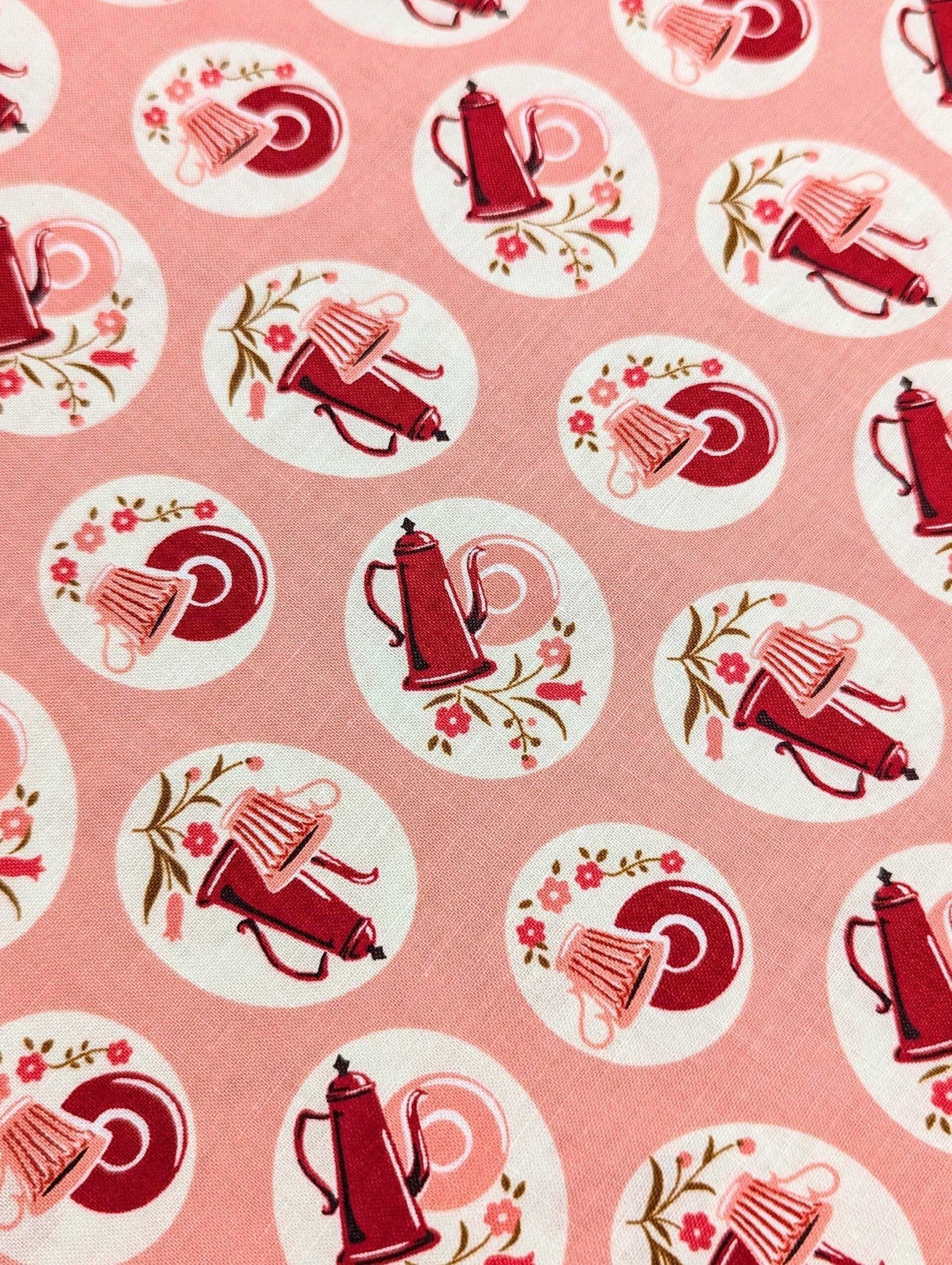 Kei - Tea Time and Flowers Cotton Fabric - Pink