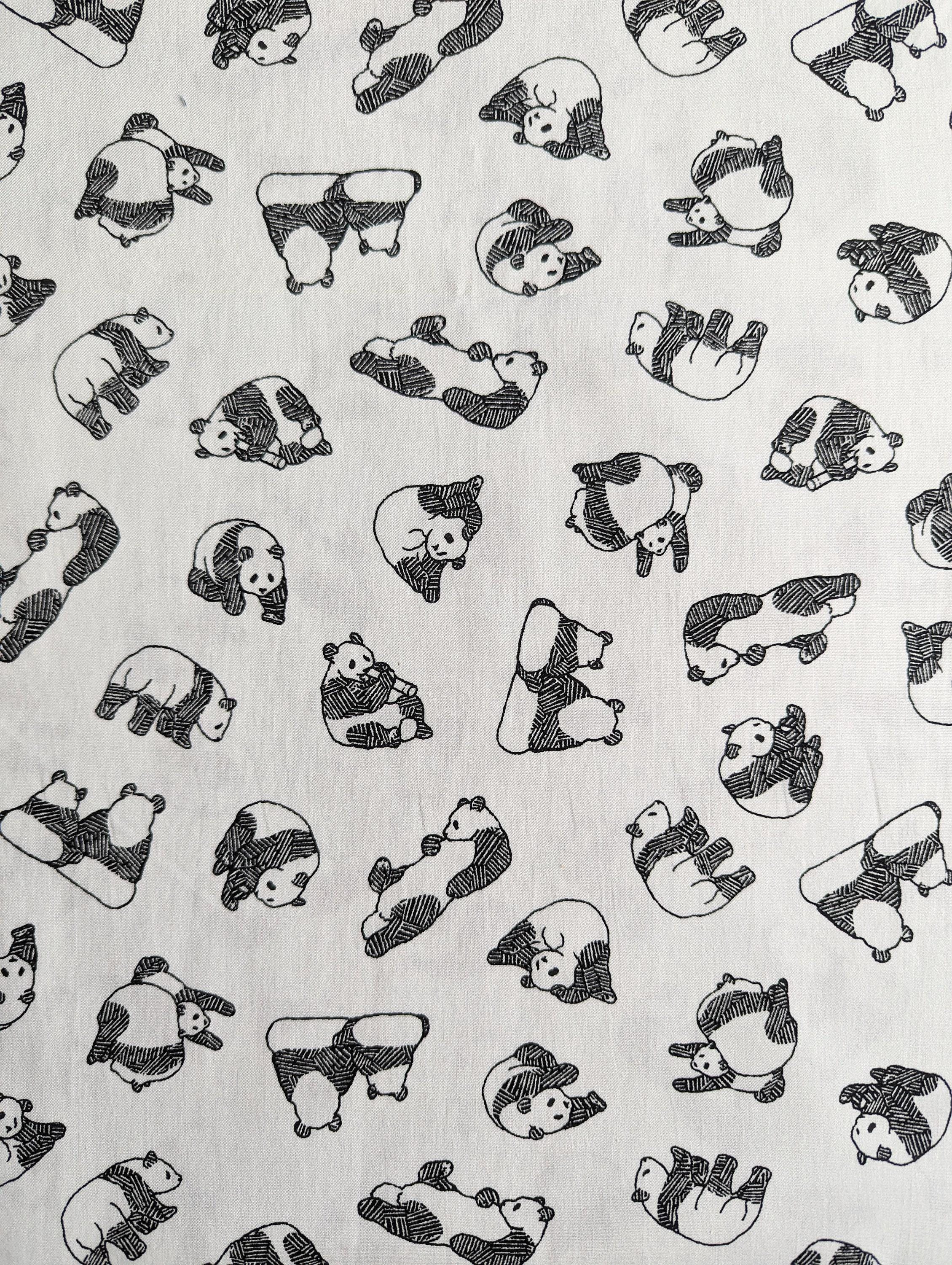 Sevenberry - Pandas Cotton Fabric - White