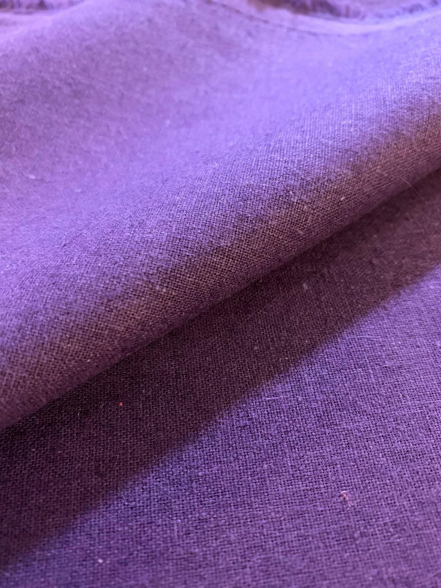 Hishiei - Solid Color Cotton/Linen Fabric - Purple