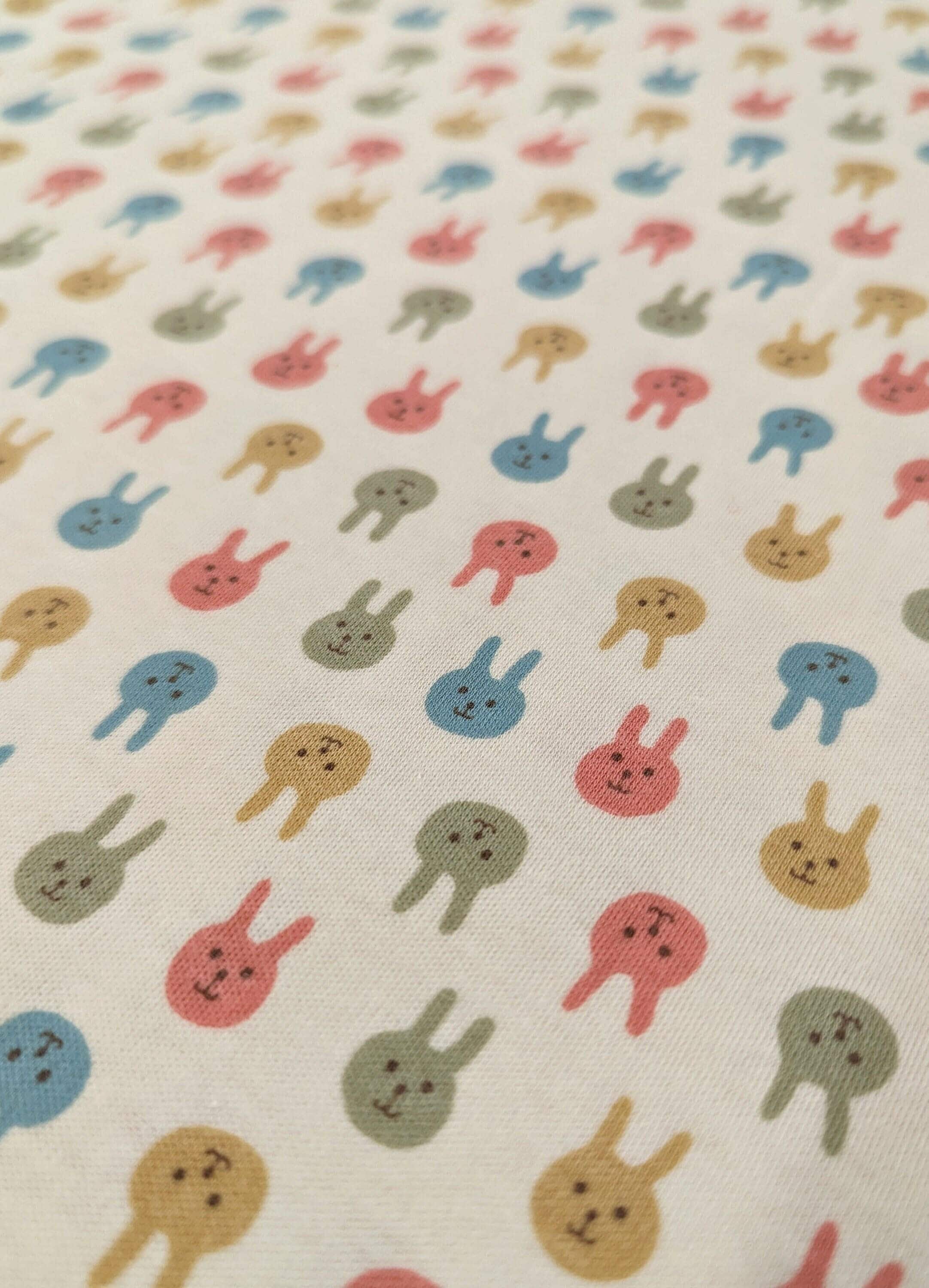 Kobayashi - Colorful Bunnies Cotton Jersey - Pink Yellow Blue Green