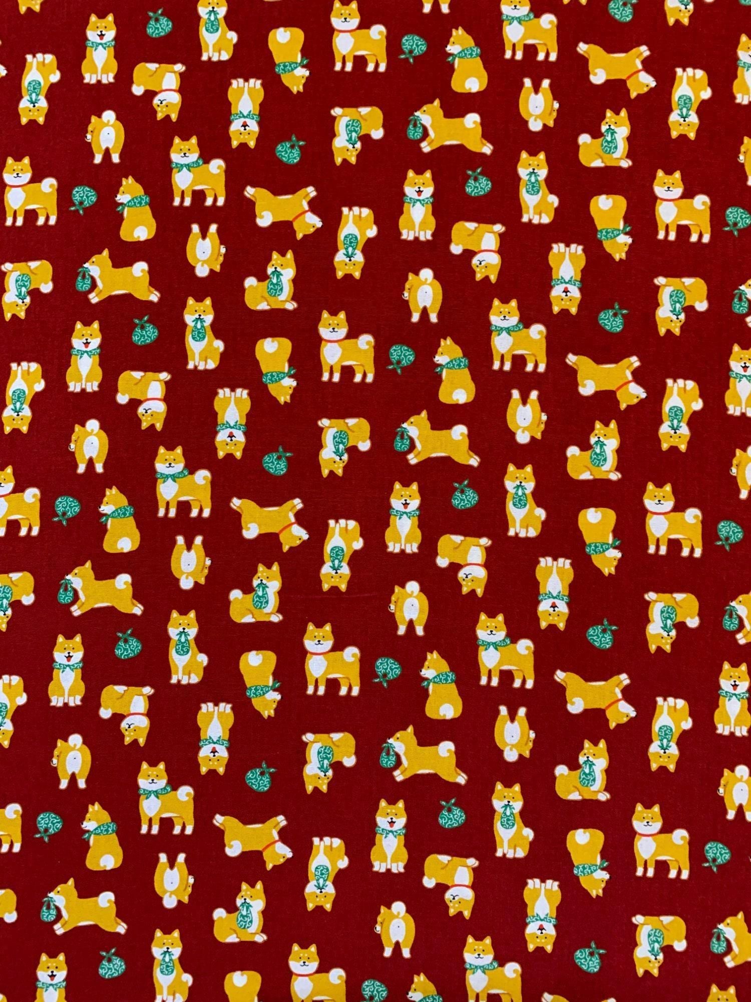 Cosmo - Shiba and Karakusa Cotton - Red