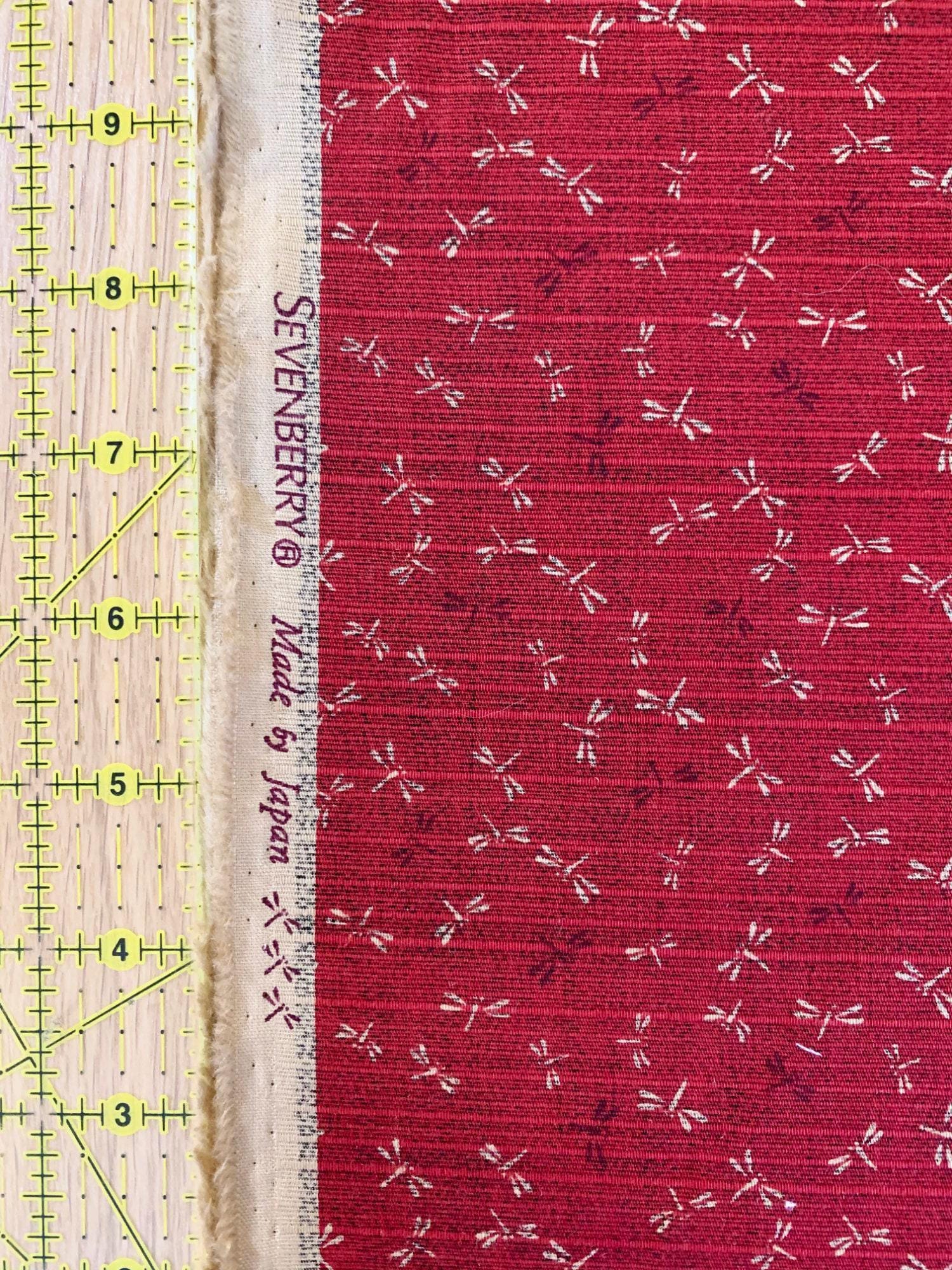 Sevenberry - Double Sided Dragonfly and Same-Komon Cotton Shantung - Red Black