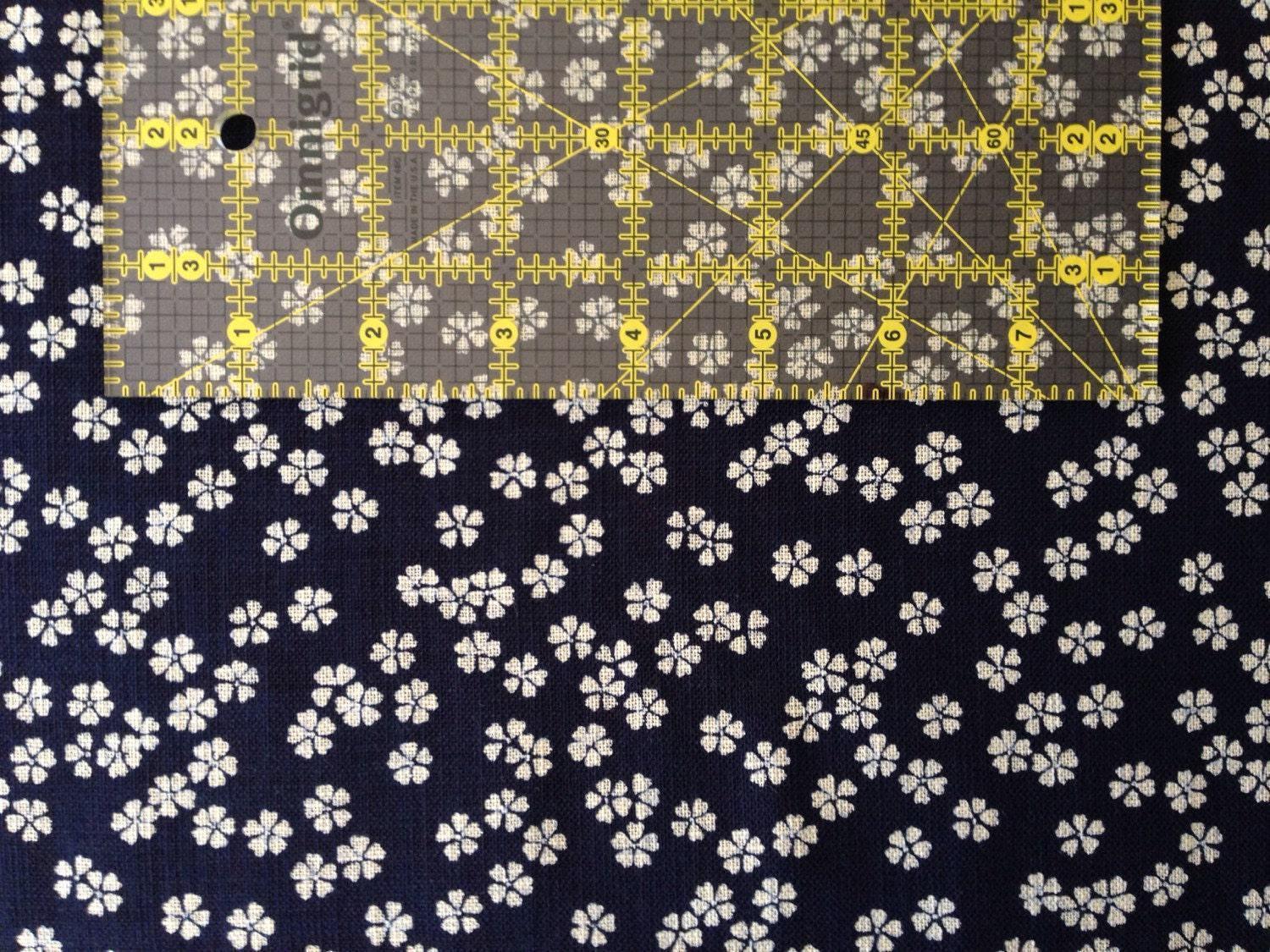 Sevenberry - Cherry Blossom Cotton Fabric - Navy Blue Beige