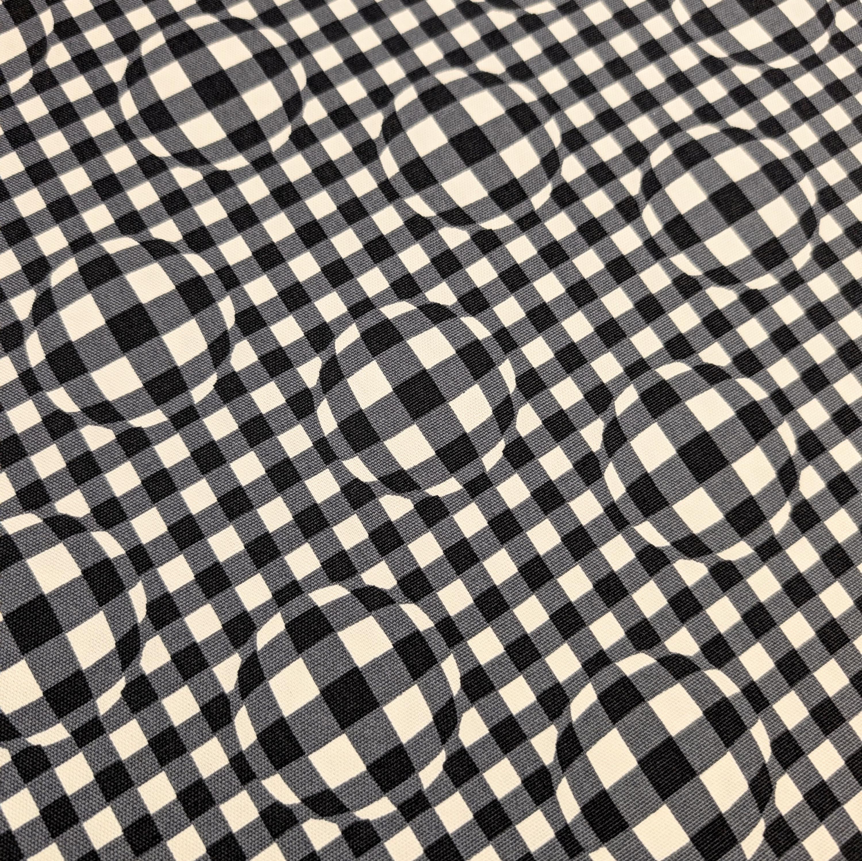 Hishiei - Warped Circle Gingham Cotton Oxford Canvas - Black