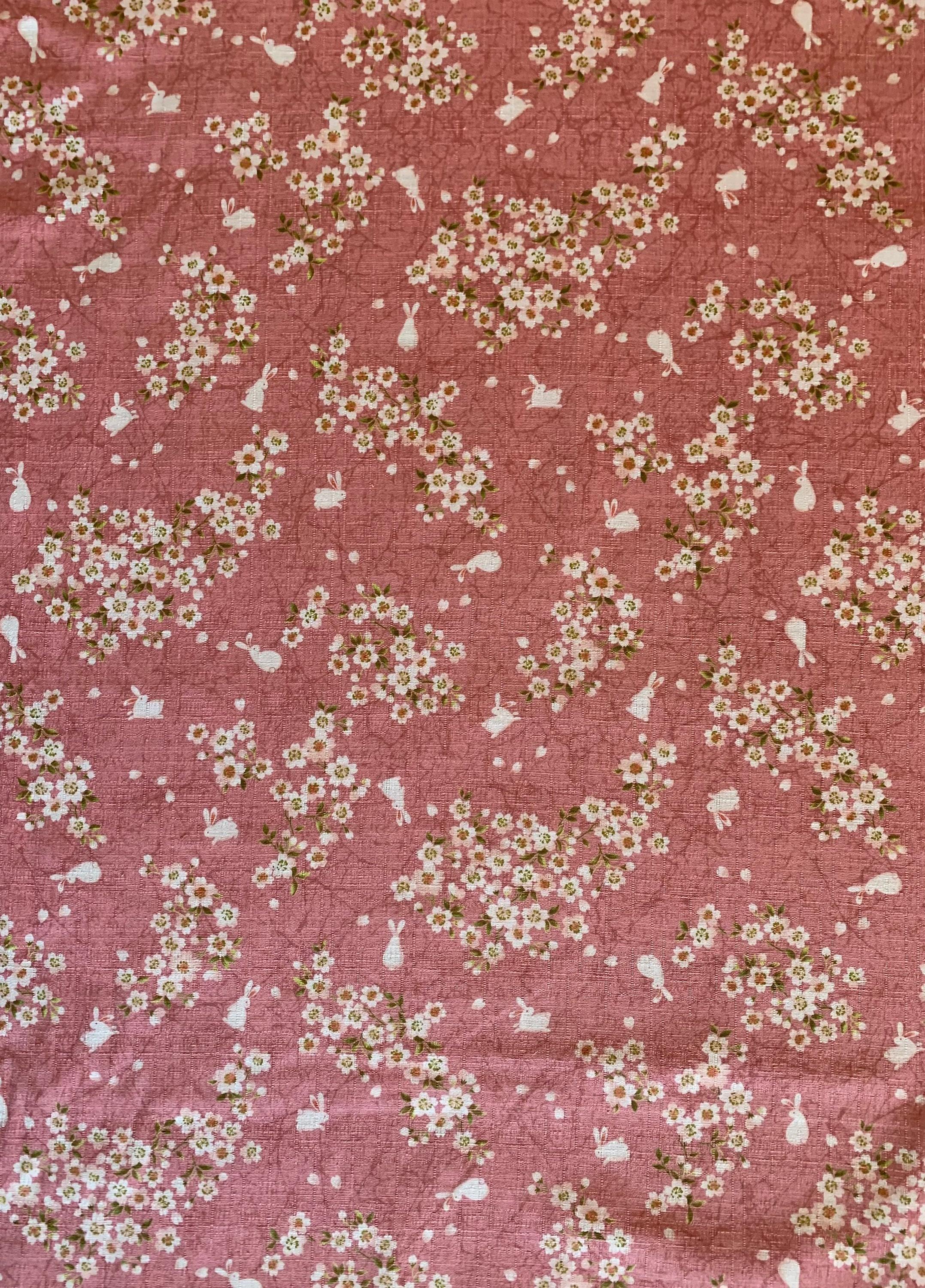 Usagi Sakura Rabbit Cherry Blossom Morikiku Japanese cotton dobby fabric M-1100-1B pink