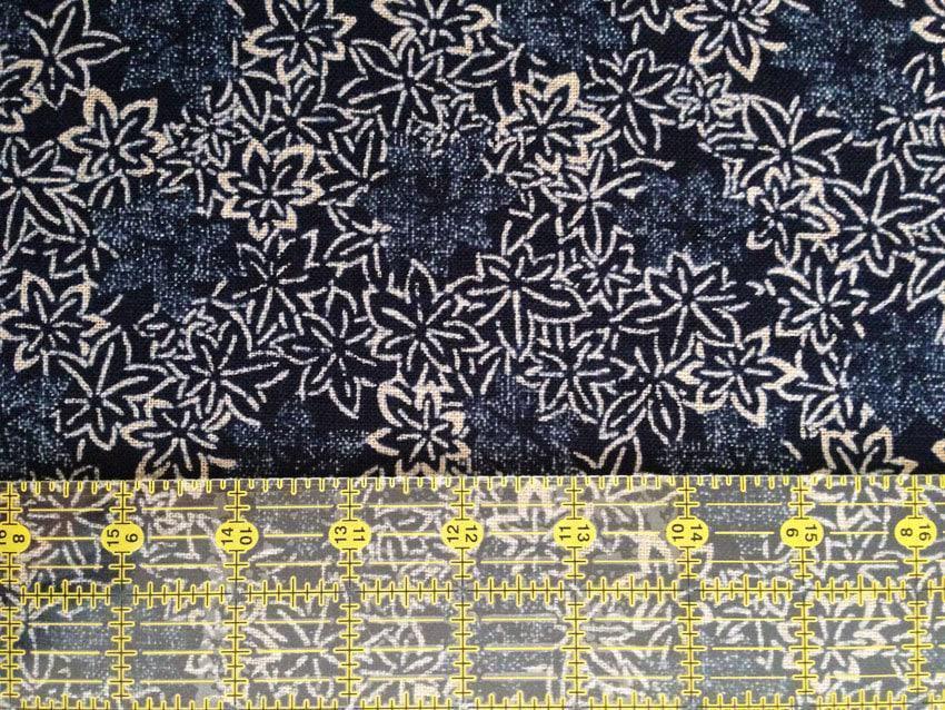 Sevenberry - Maple Leaf Momiji Cotton Fabric - Navy Blue Beige