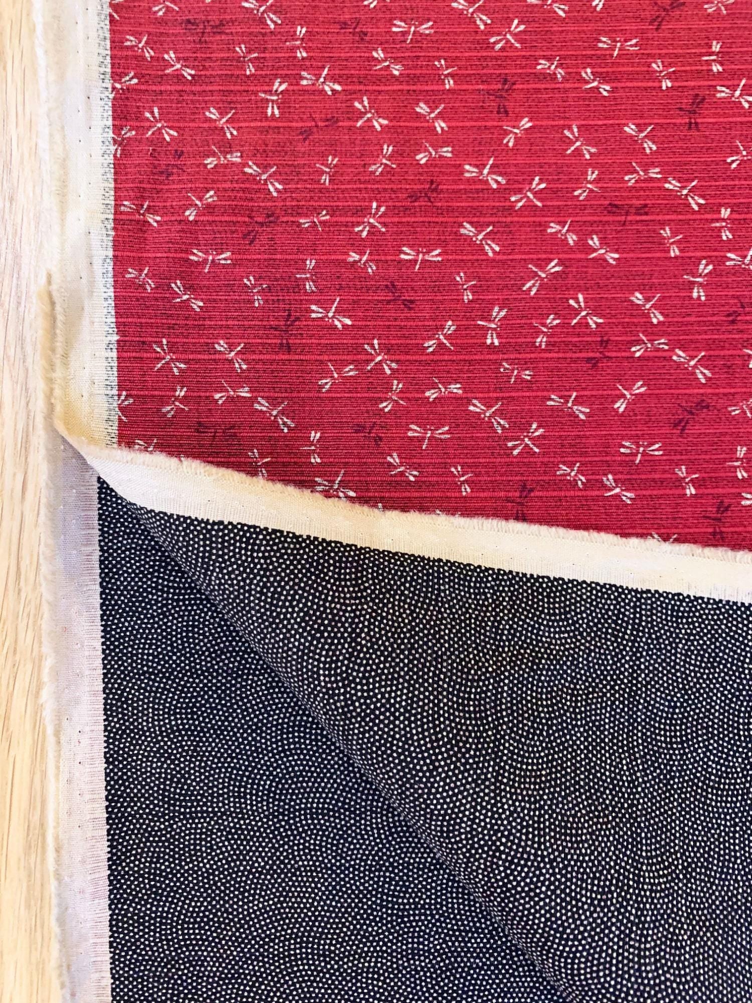 Sevenberry - Double Sided Dragonfly and Same-Komon Cotton Shantung - Red Black