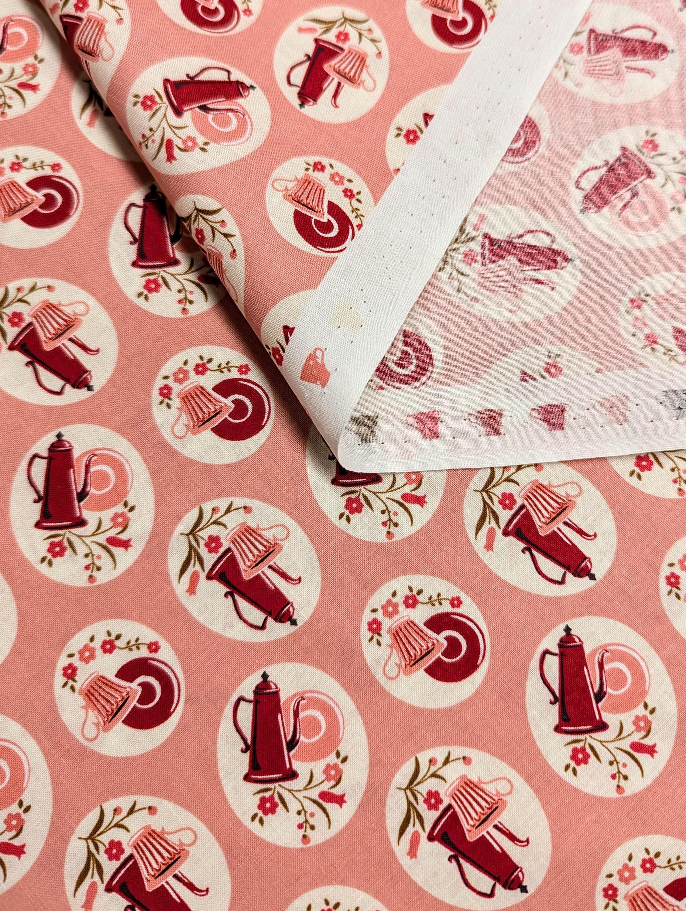Kei - Tea Time and Flowers Cotton Fabric - Pink