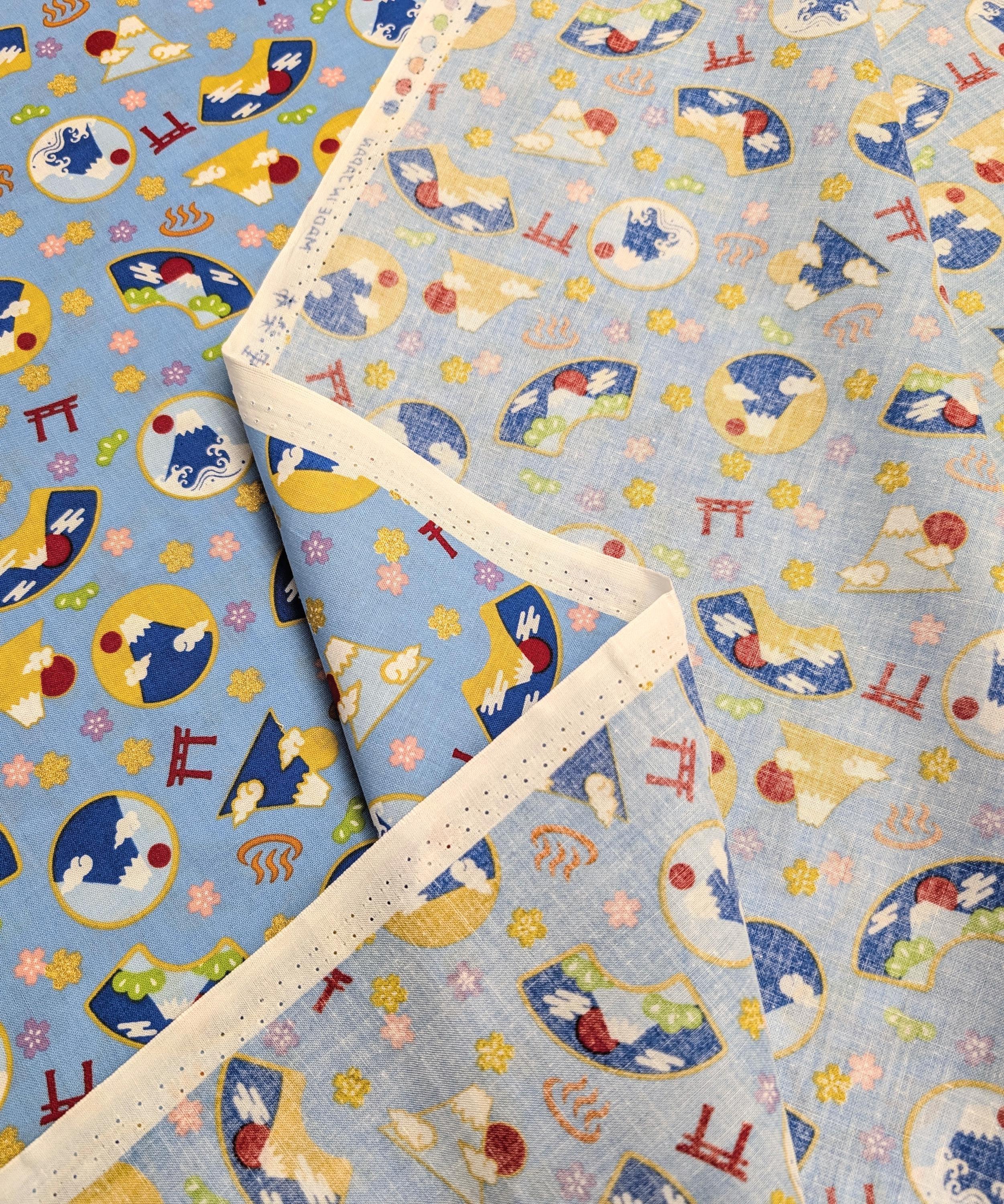 Asano - Mountain Onsen Cotton Fabric - Blue