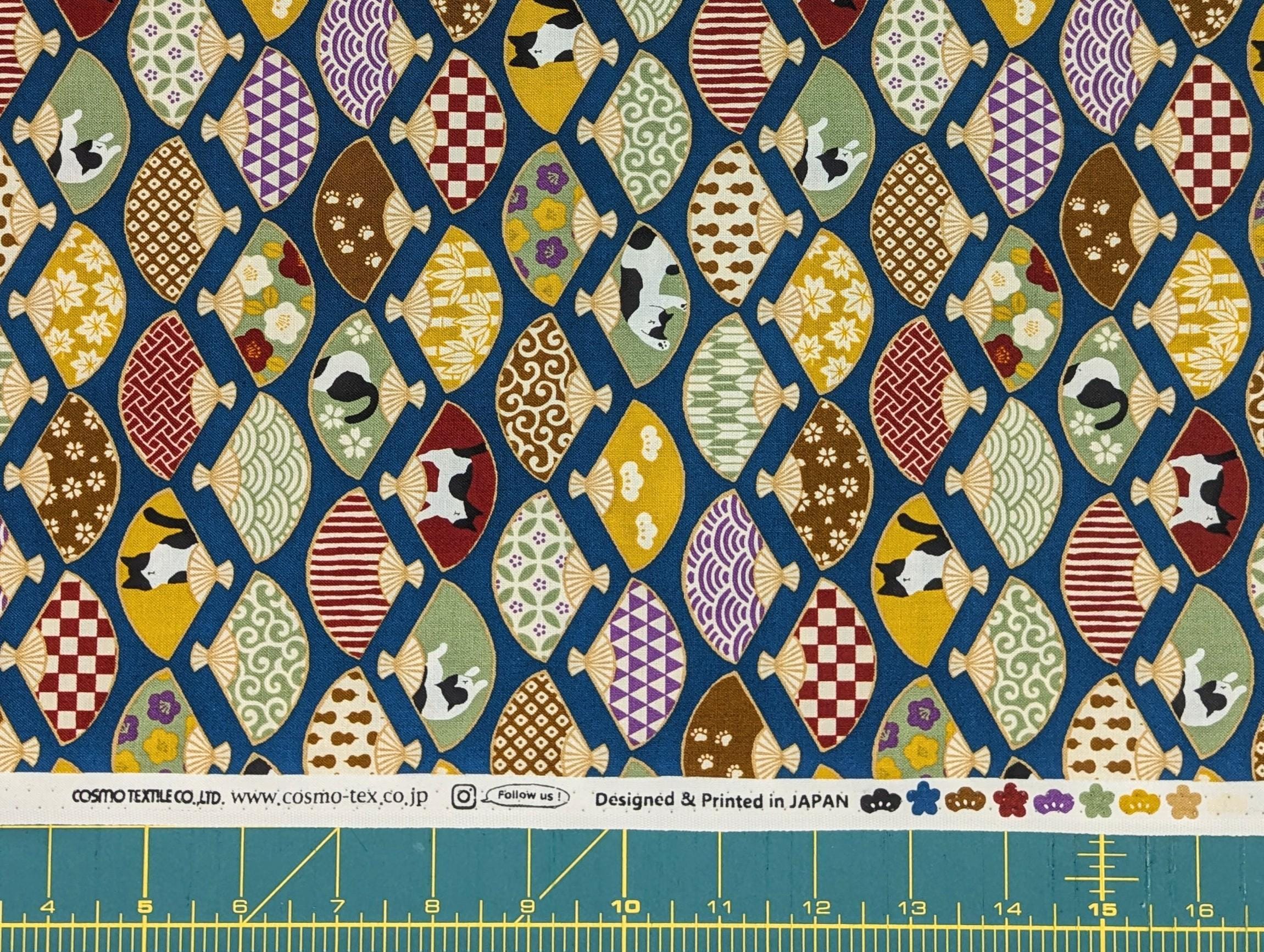 Cosmo - Cats and Fans Cotton - Blue