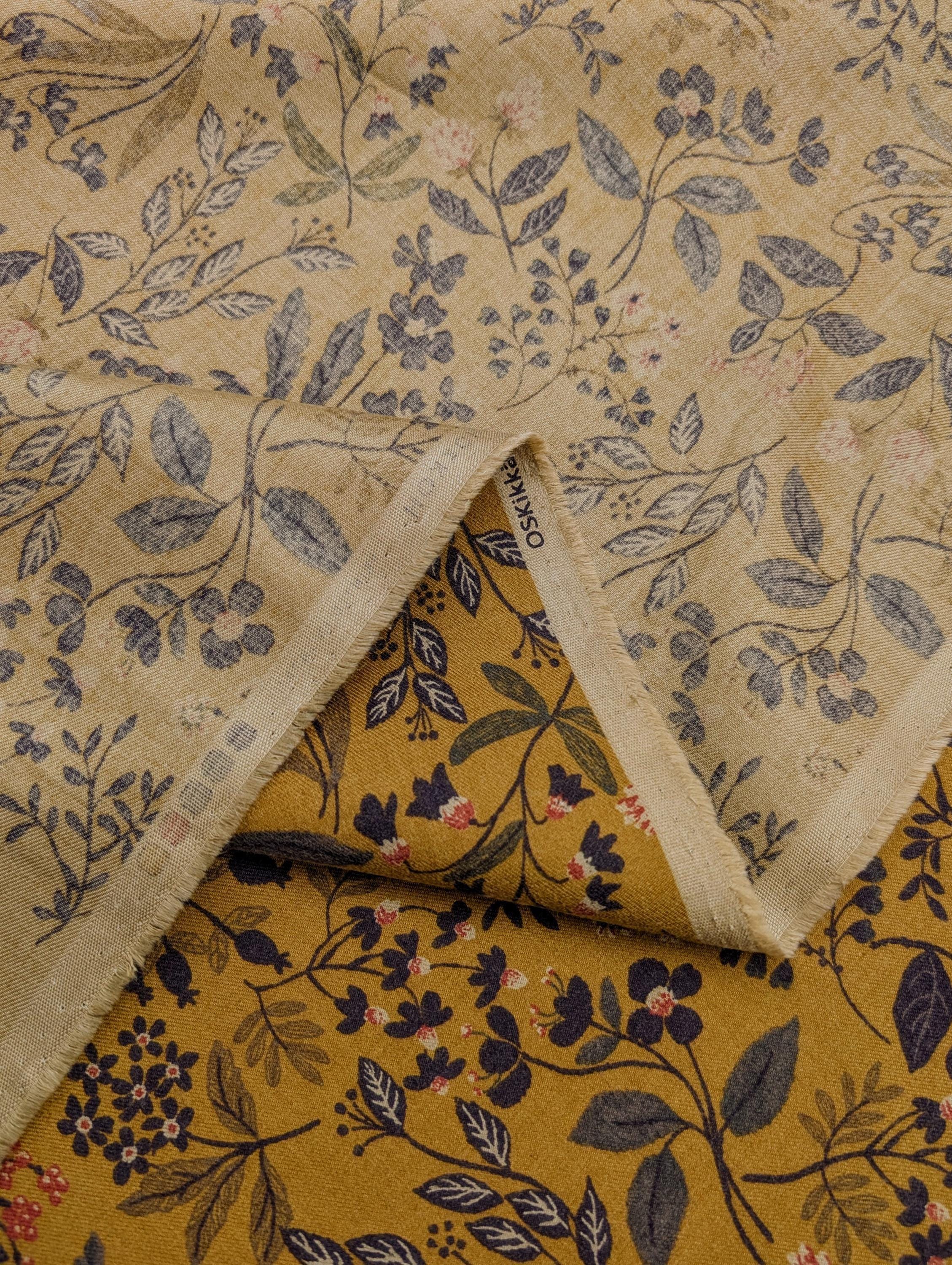 Hokkoh - Enchanted Wildflowers Brushed Cotton Fabric - Mustard