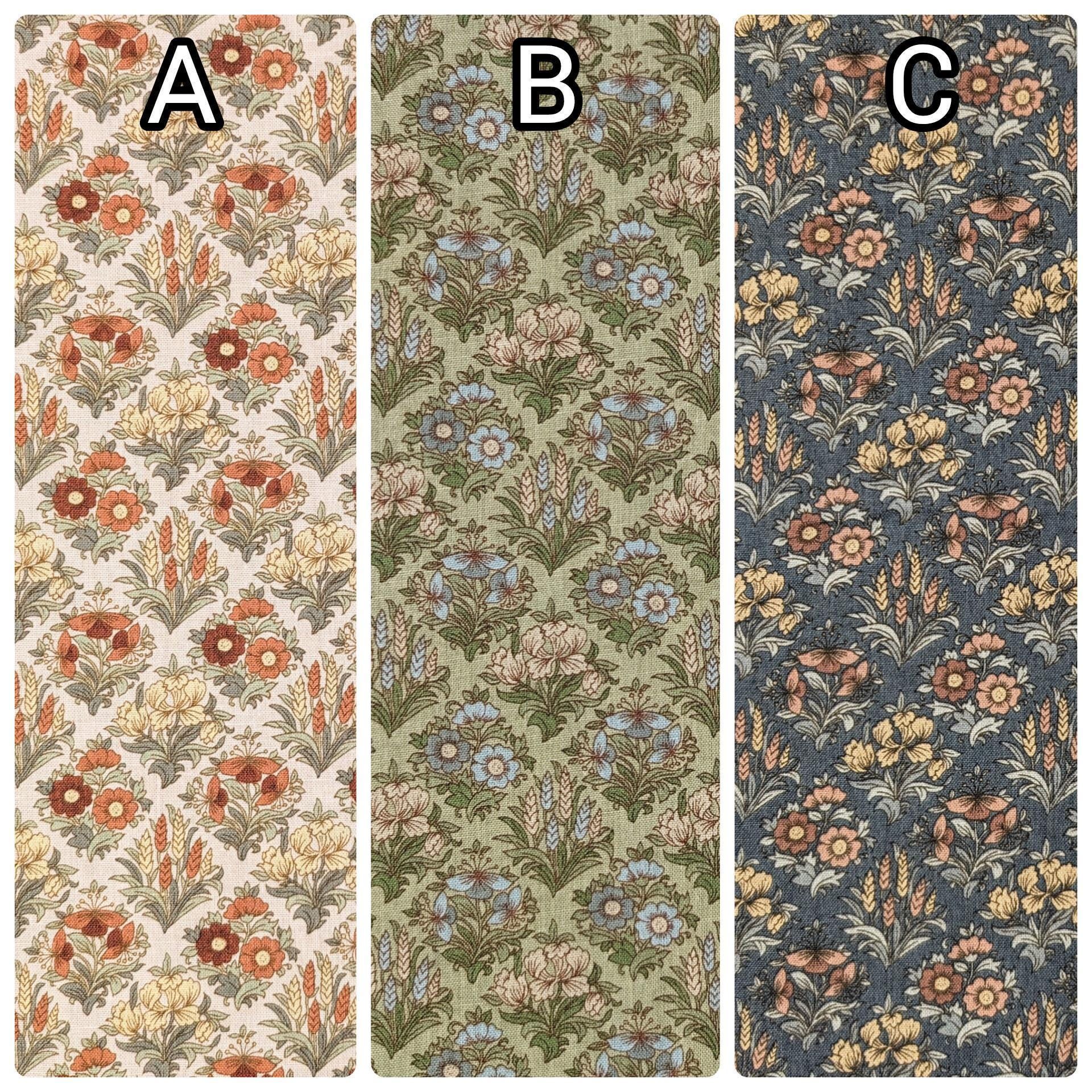 Kokka - Gridded Bouquet Cotton/Linen Fabric - Green