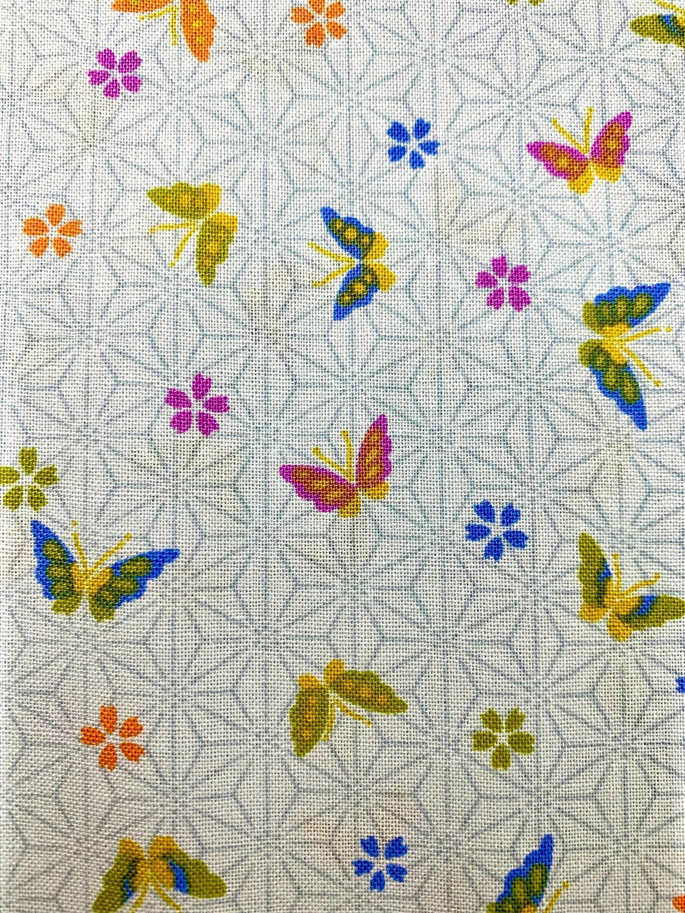 Sevenberry - Little Butterflies and Asanoha Stars Cotton Fabric - Pale Blue