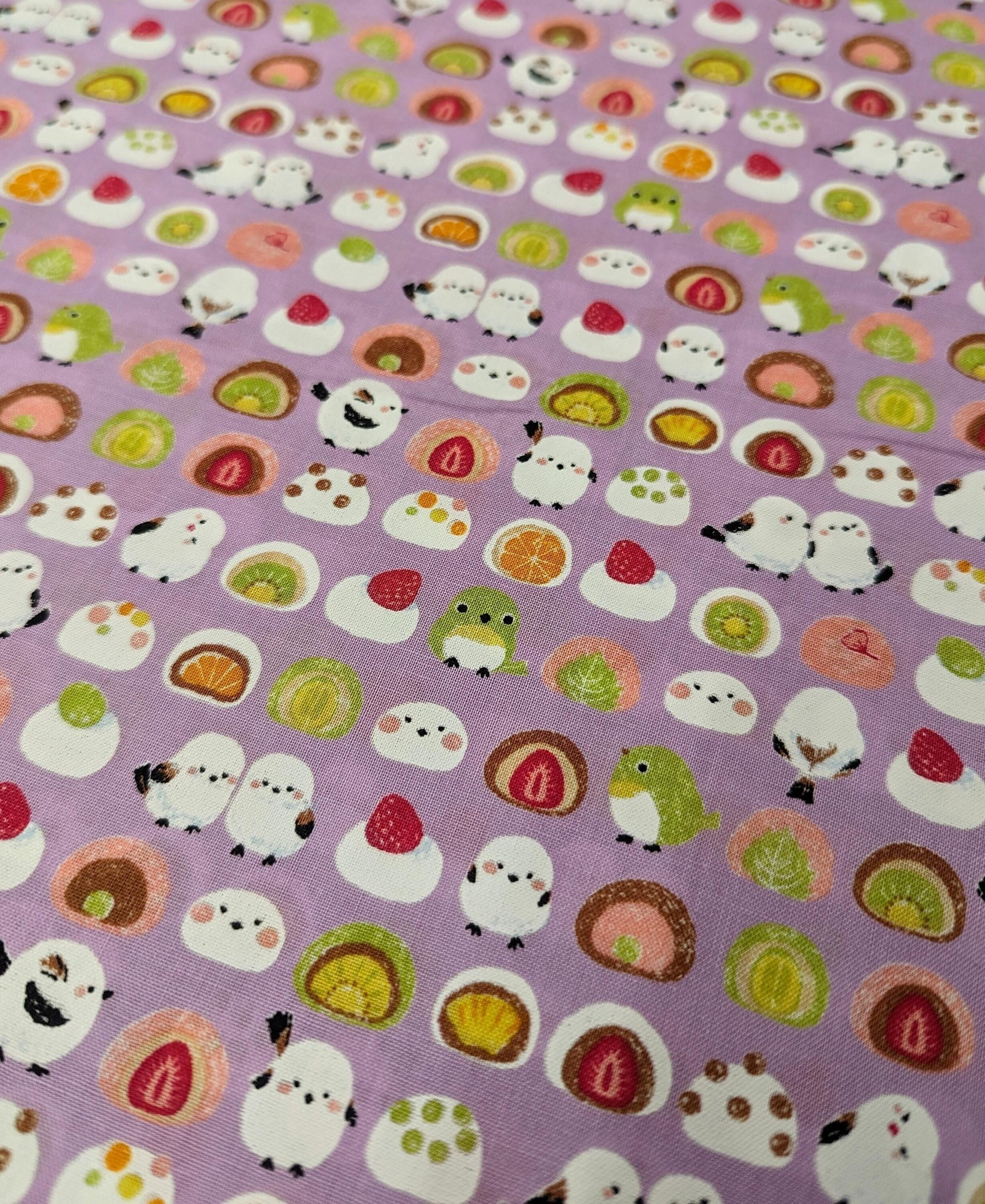 Senyo - Chickadees and Mochi Cotton Fabric - Purple