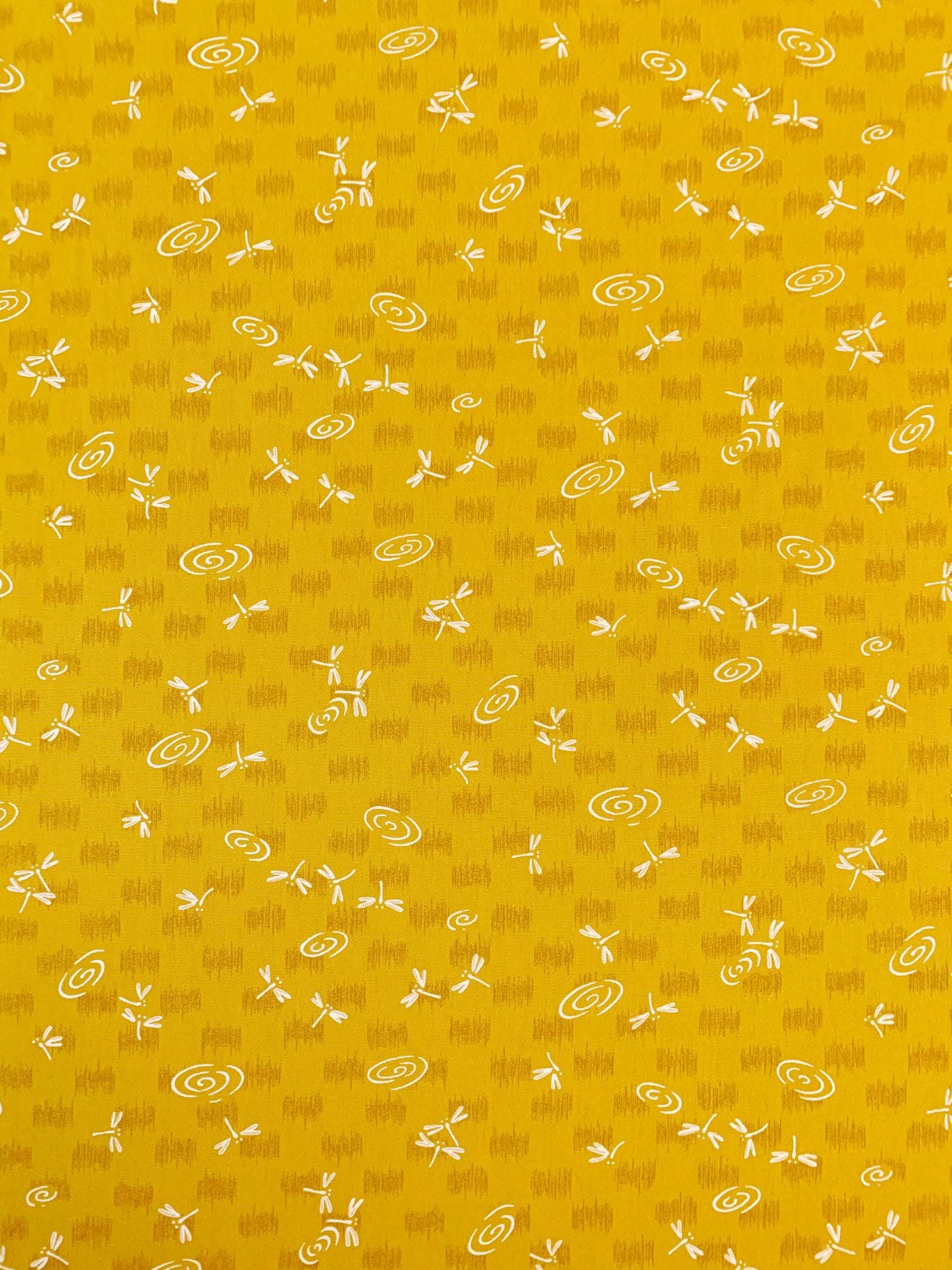 Dragonflies at the Water's Edge in yellow Japanese cotton fabric 3030-4A