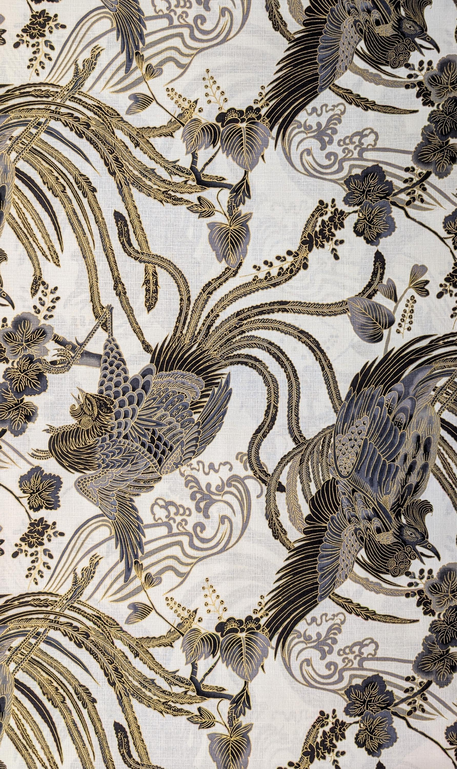 NEW Golden Phoenix Hokkoh Japanese cotton dobby fabric 1024-1110-1 A white