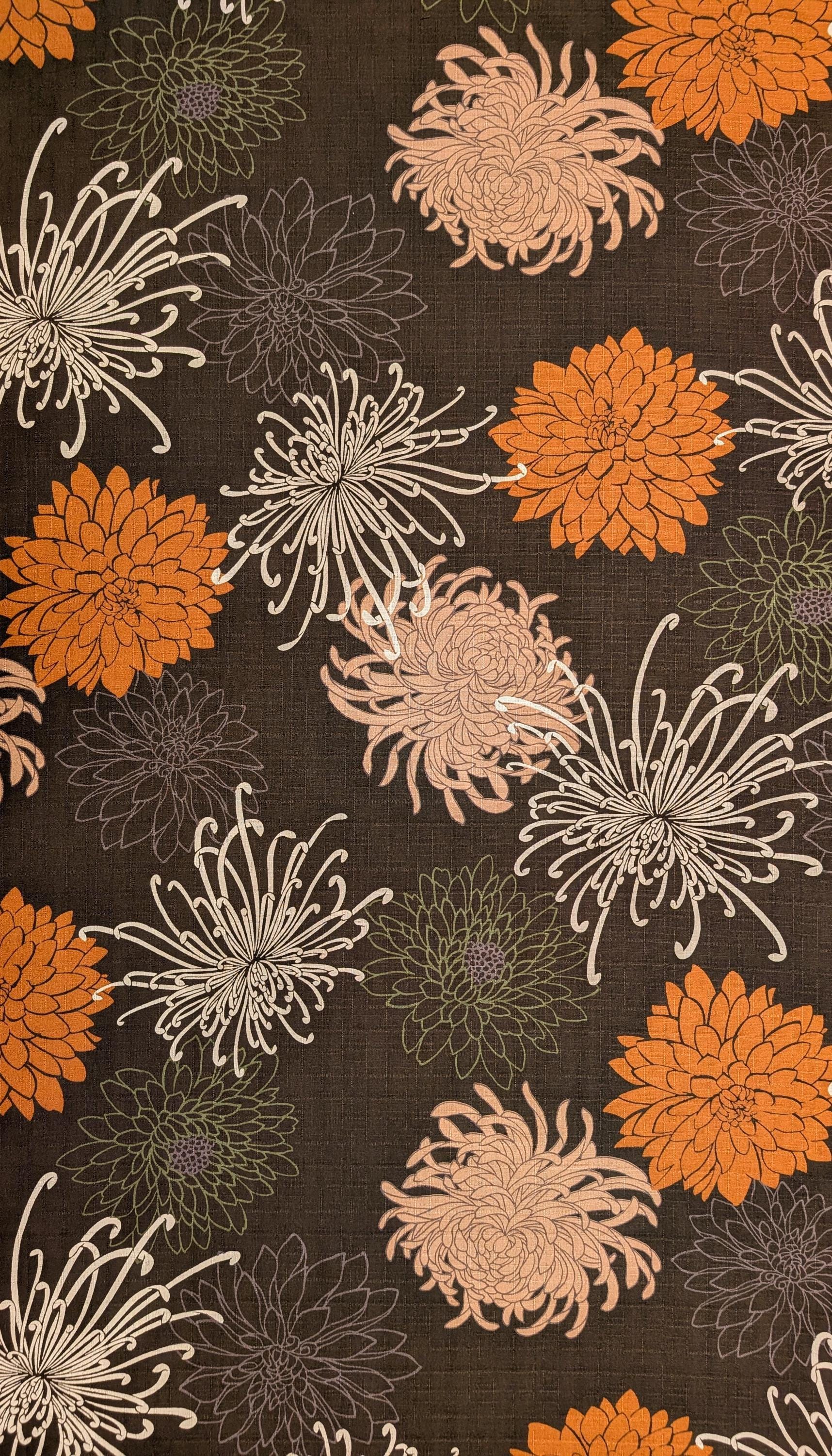 Kobayashi - Mixed Traditional Flowers Cotton Dobby - Brown