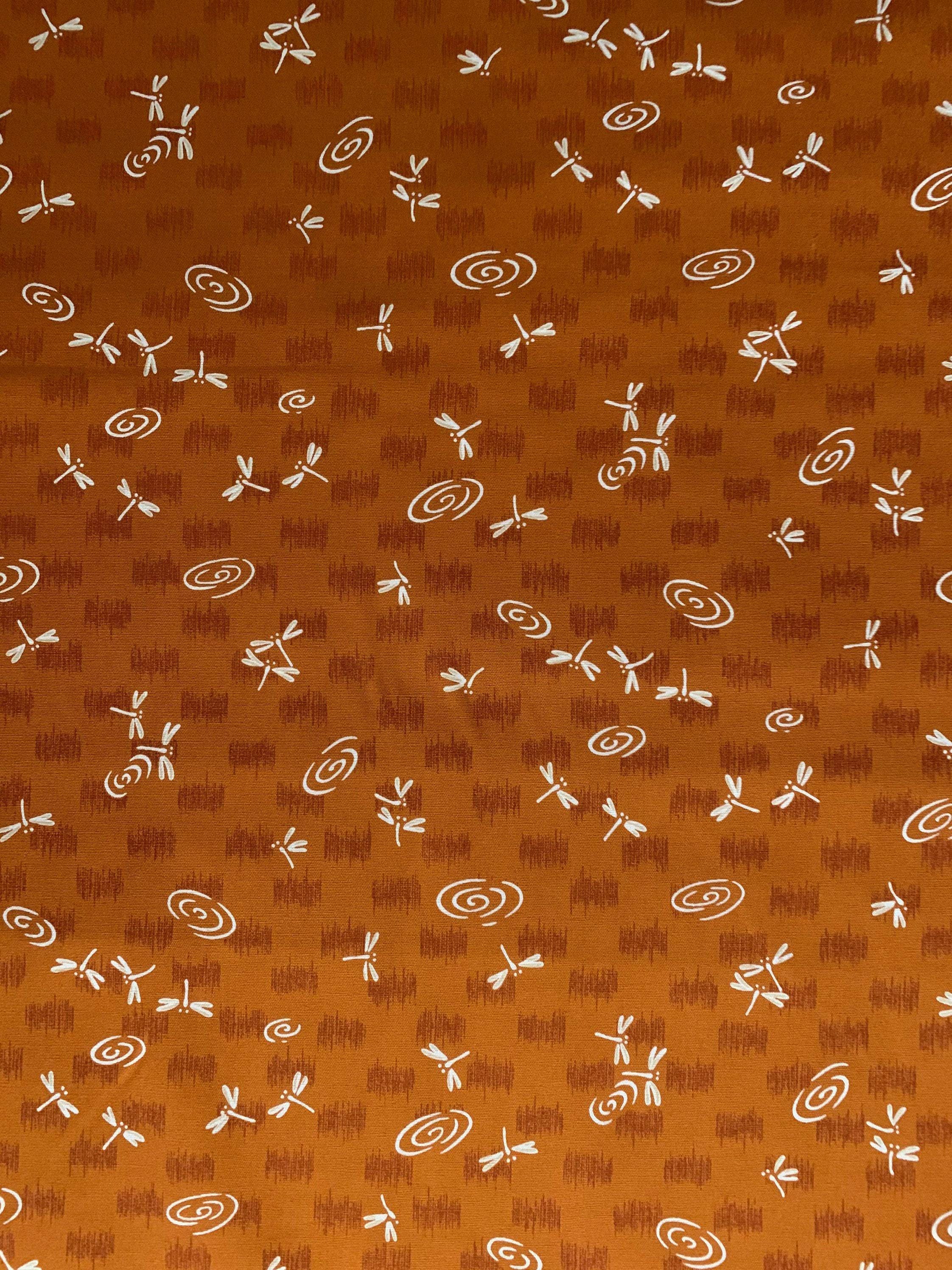 Dragonflies at the Water's Edge Japanese cotton fabric 3030-4C orange