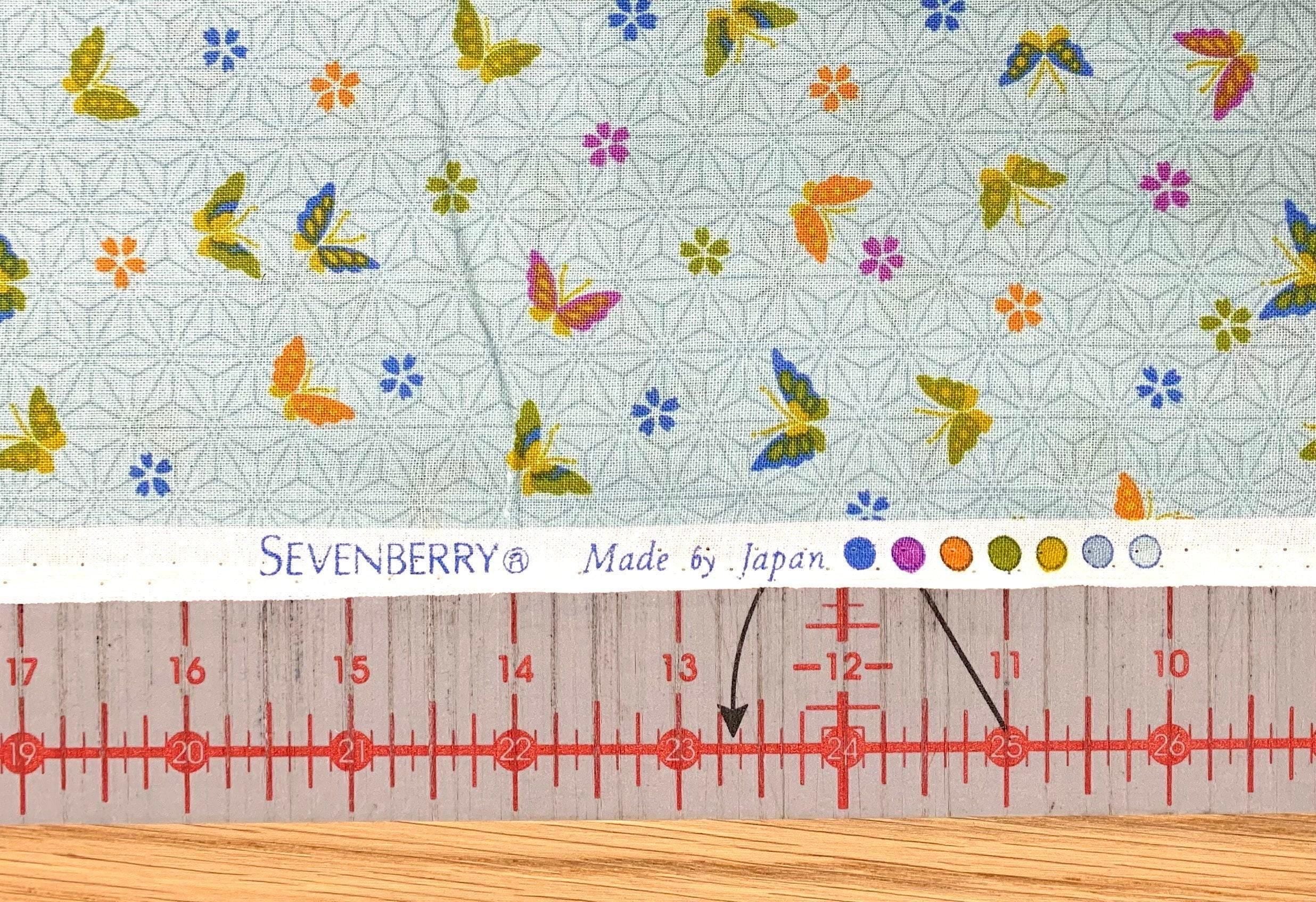 Sevenberry - Little Butterflies and Asanoha Stars Cotton Fabric - Pale Blue