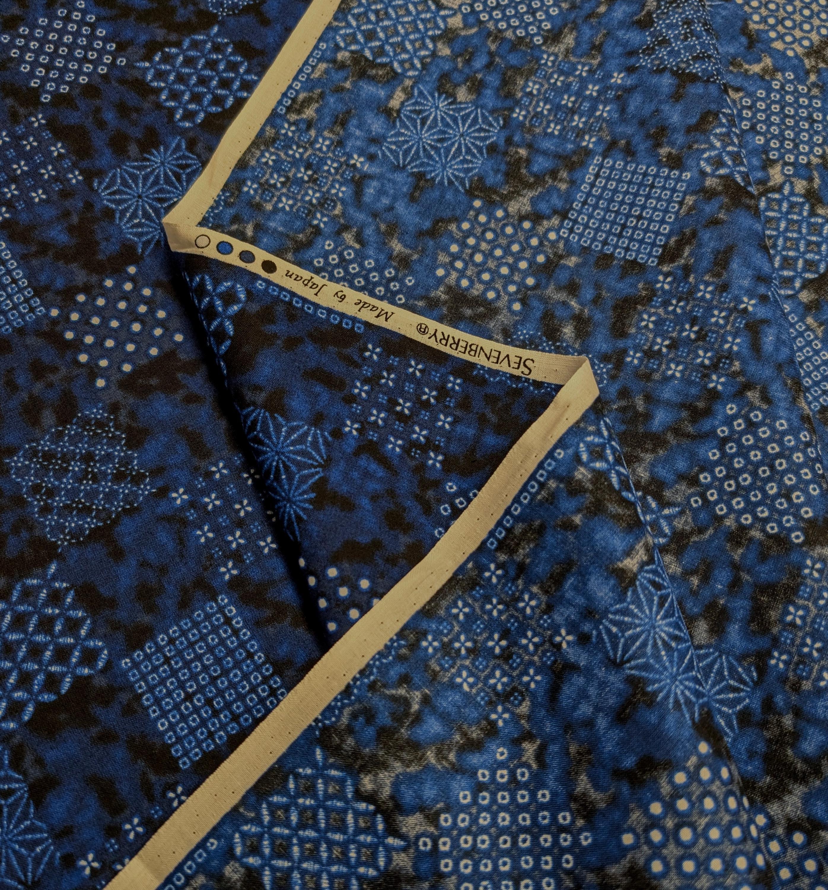 Sevenberry - Patterned Squares Shibori-Style Collection Cotton Fabric - Blue