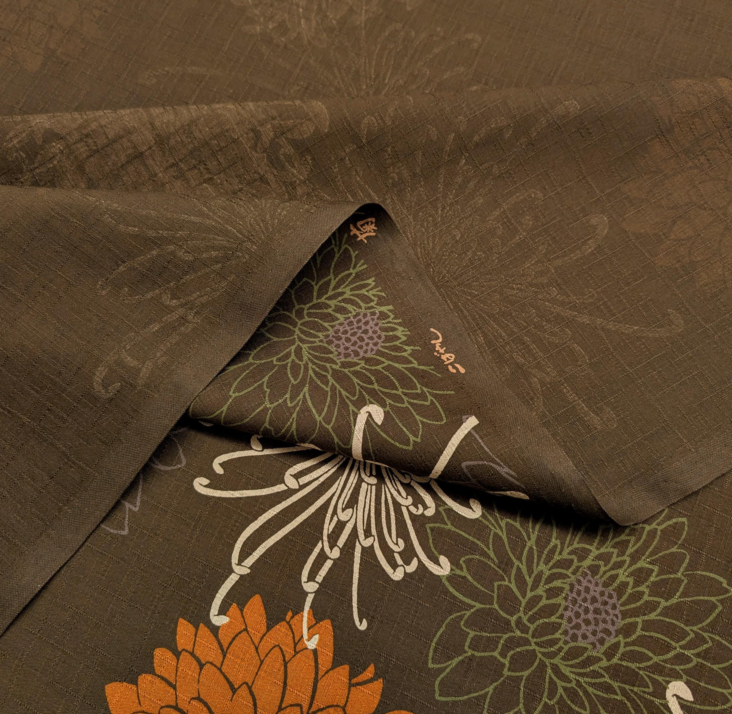 Kobayashi - Mixed Traditional Flowers Cotton Dobby - Brown