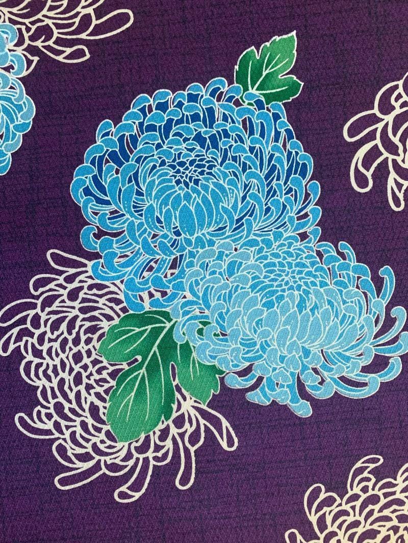 Kei - Kyoto Story Chrysanthemum Cotton Fabric - Purple