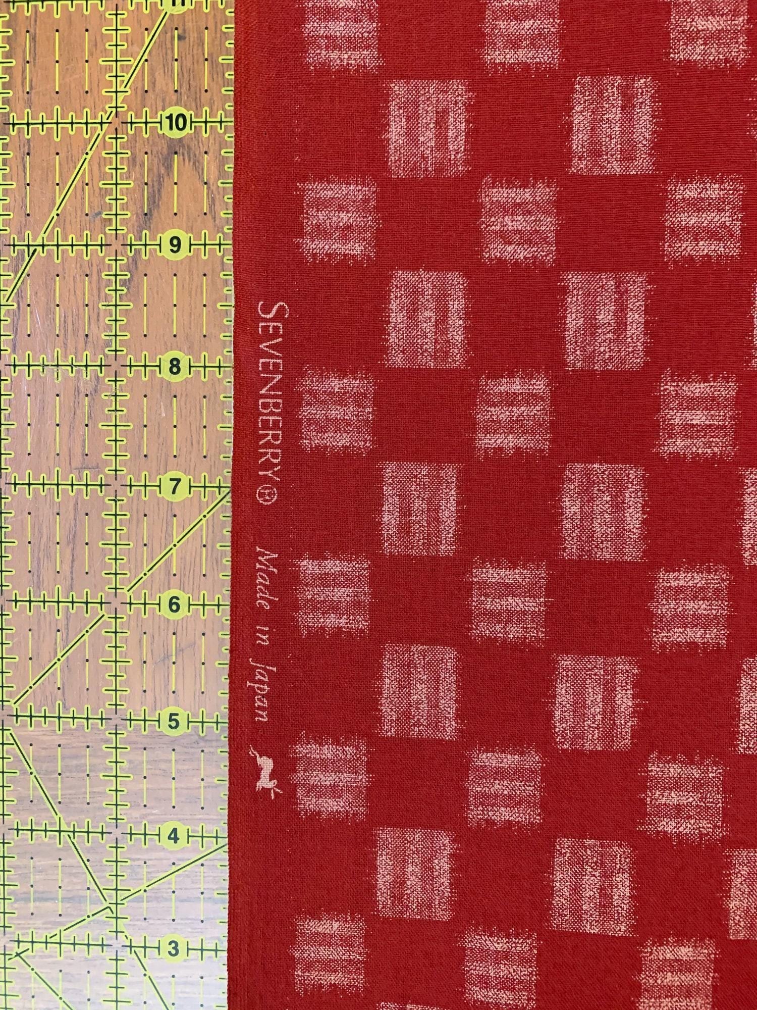 Sevenberry - Printed Ikat Squares Cotton Fabric - Red
