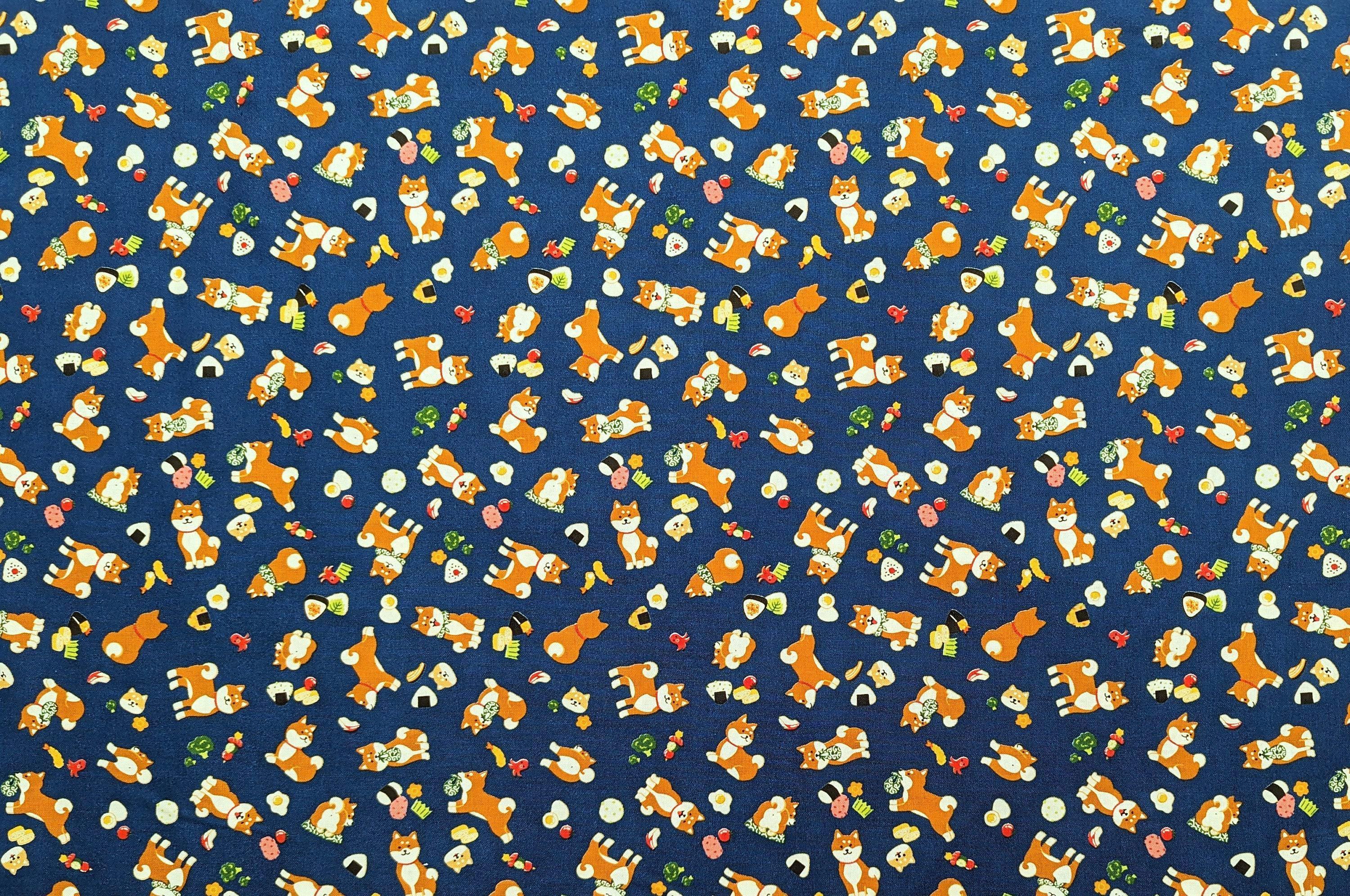 Cosmo - Lunch Time Shiba Cotton - Navy Blue
