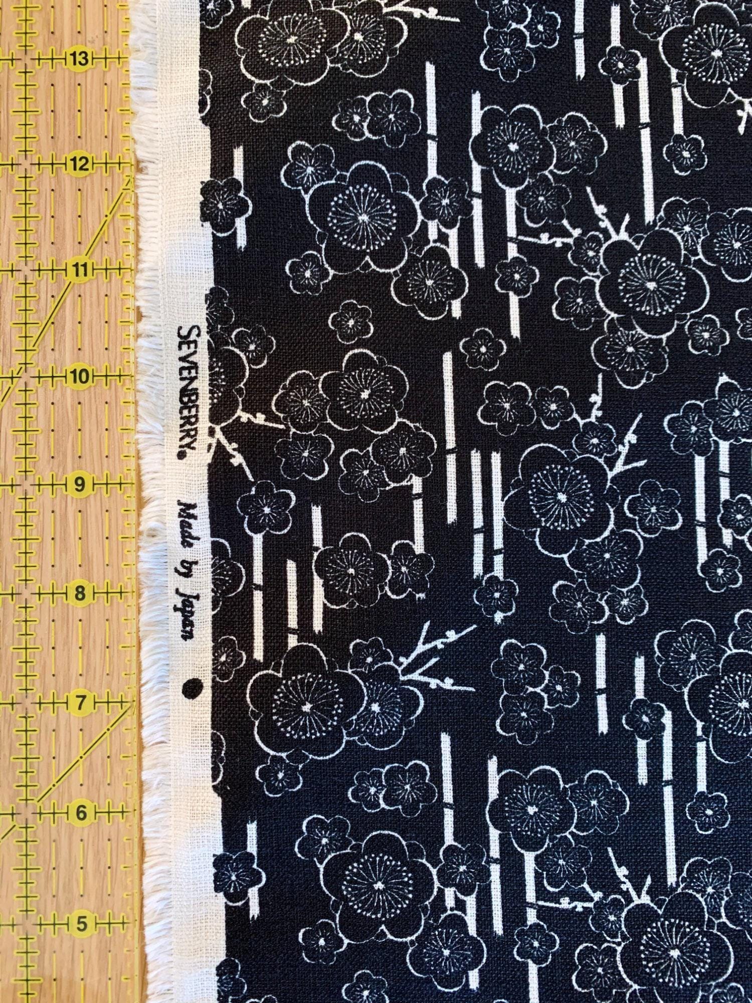 Sevenberry - Plum Cherry Blossoms Cotton Fabric - Black