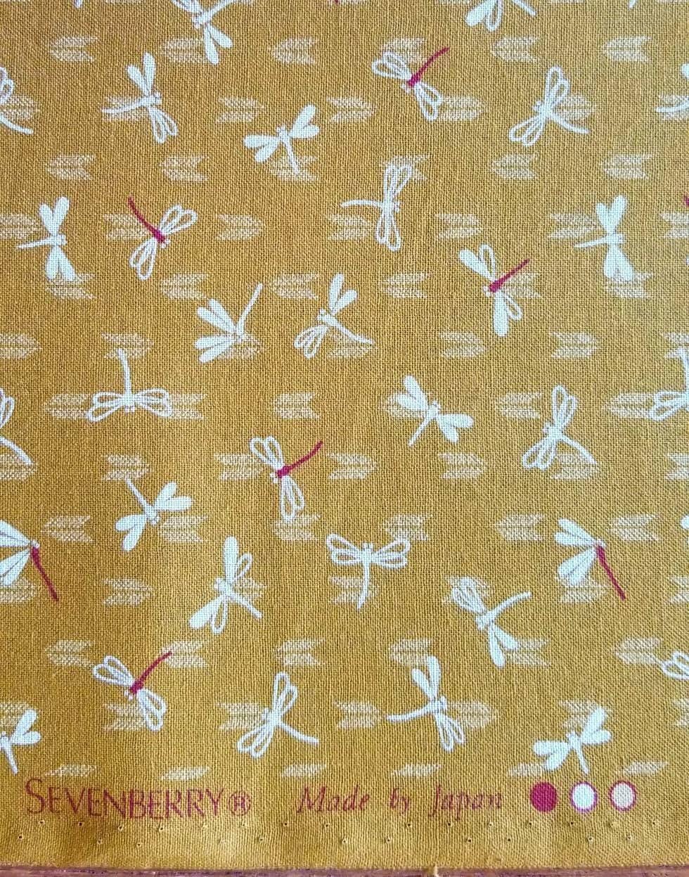 Sevenberry - Dragonflies with Arrows Cotton Fabric - Mustard Yellow