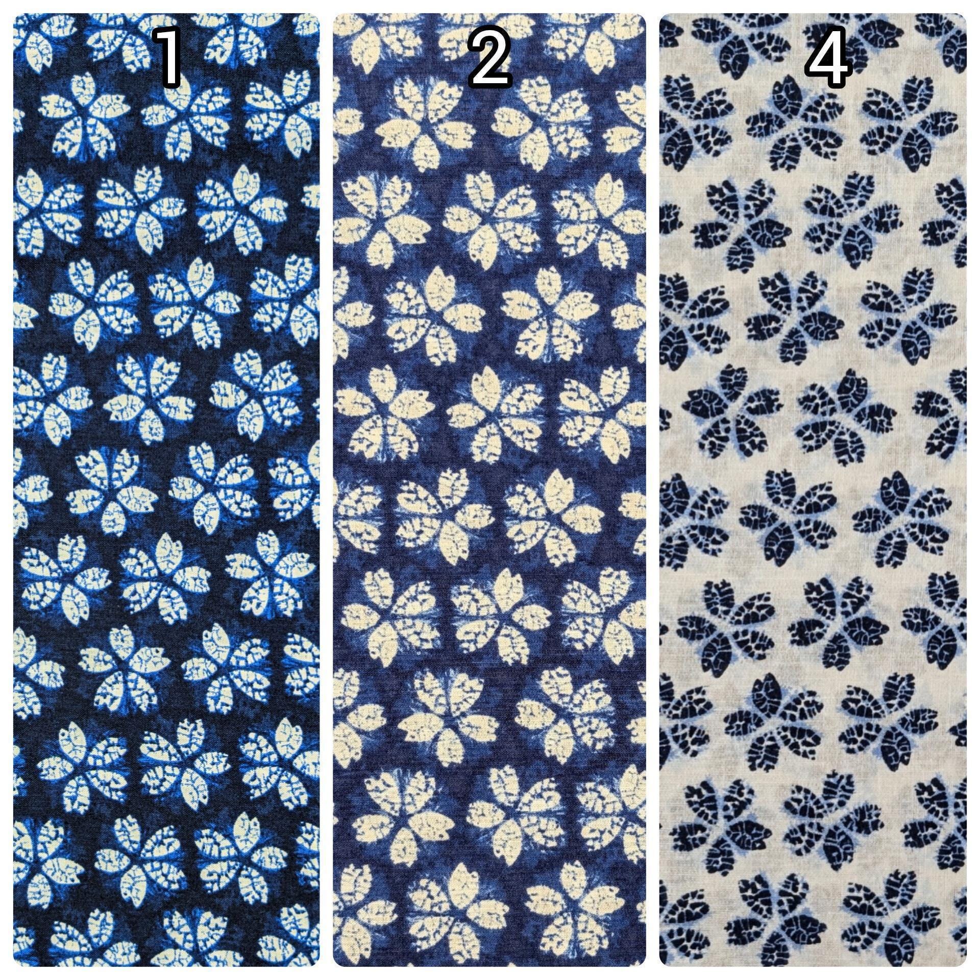 Sevenberry - Cherry Blossom Shibori-Style Collection Cotton Fabric - Blue White