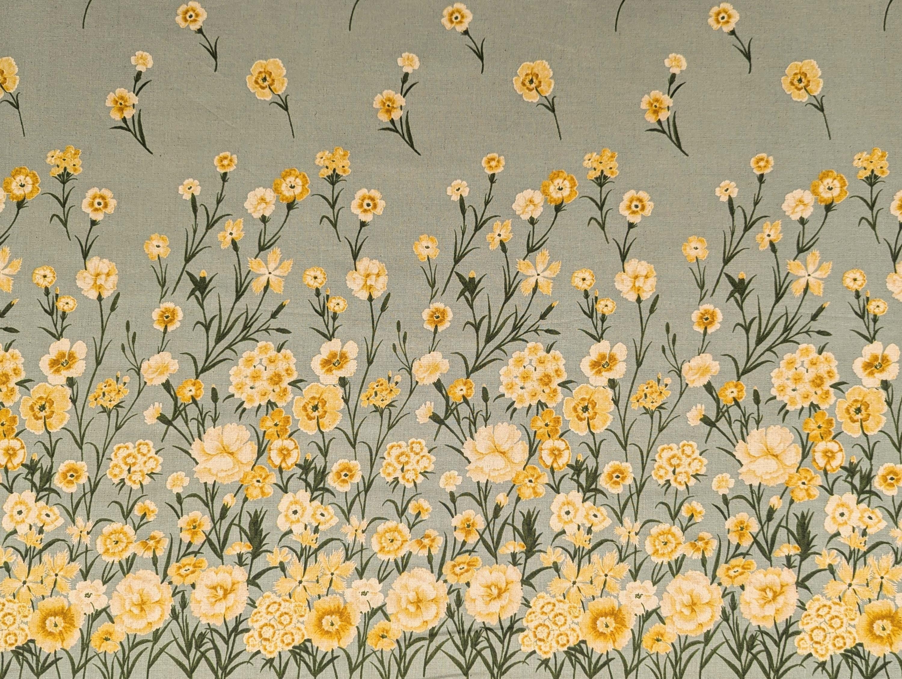 Koizumi - Summer Meadows Panel Momen-T Cotton/Linen Fabric - Green