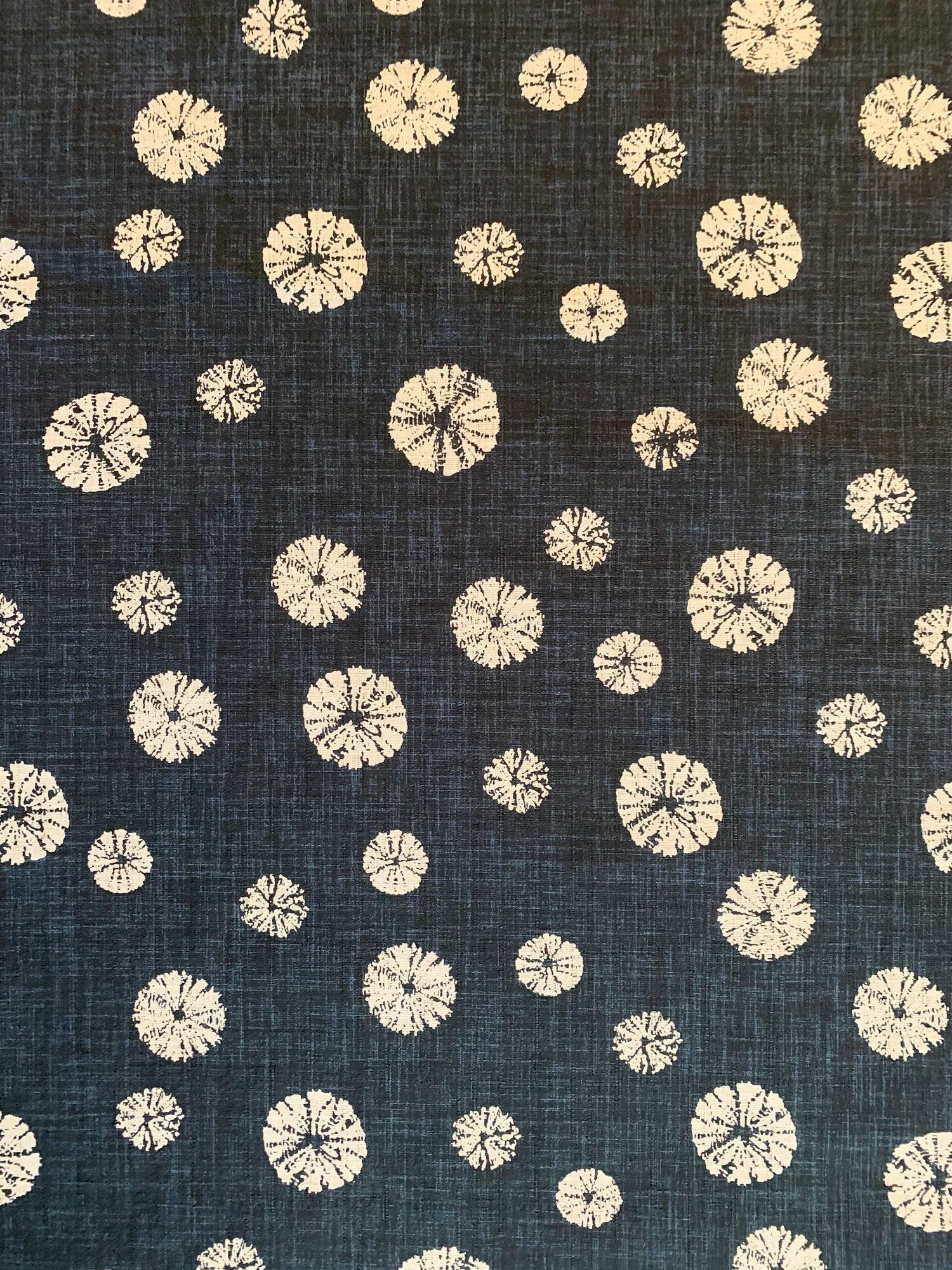 Morikiku - Shibori Sand Dollars Cotton Dobby - Dark Navy Beige