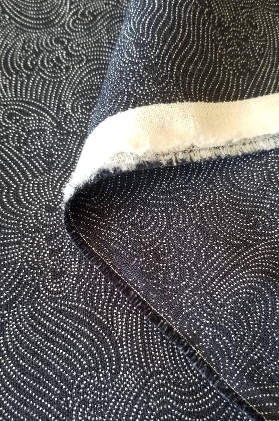 Sevenberry - Dotted Waves Cotton Fabric - Navy Blue