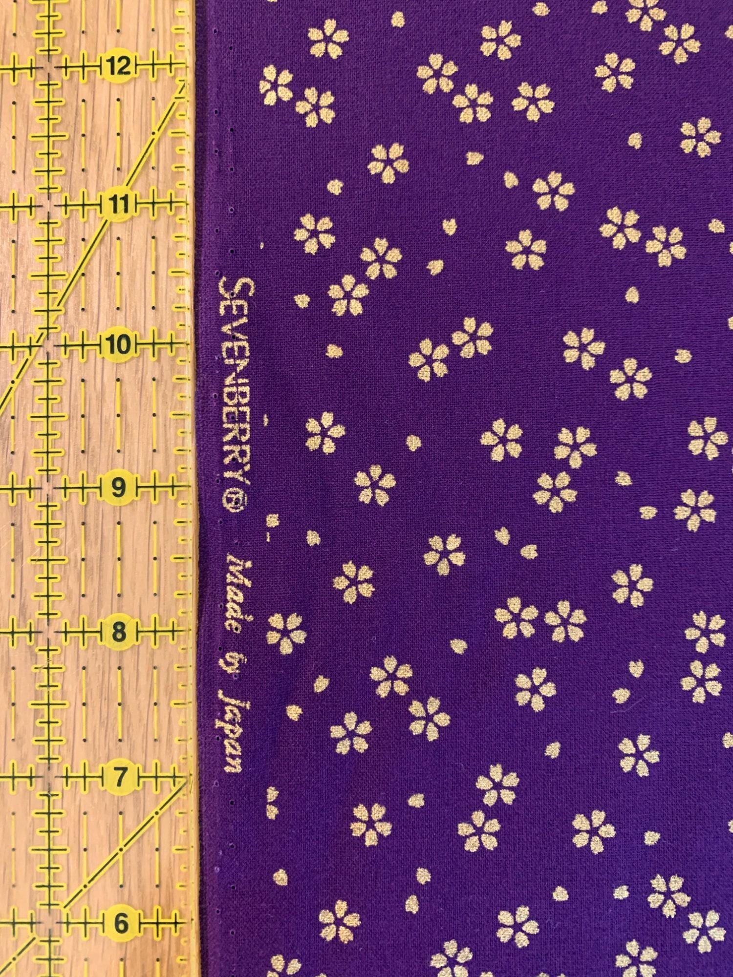 Sevenberry - Golden Cherry Blossoms Cotton Fabric - Purple