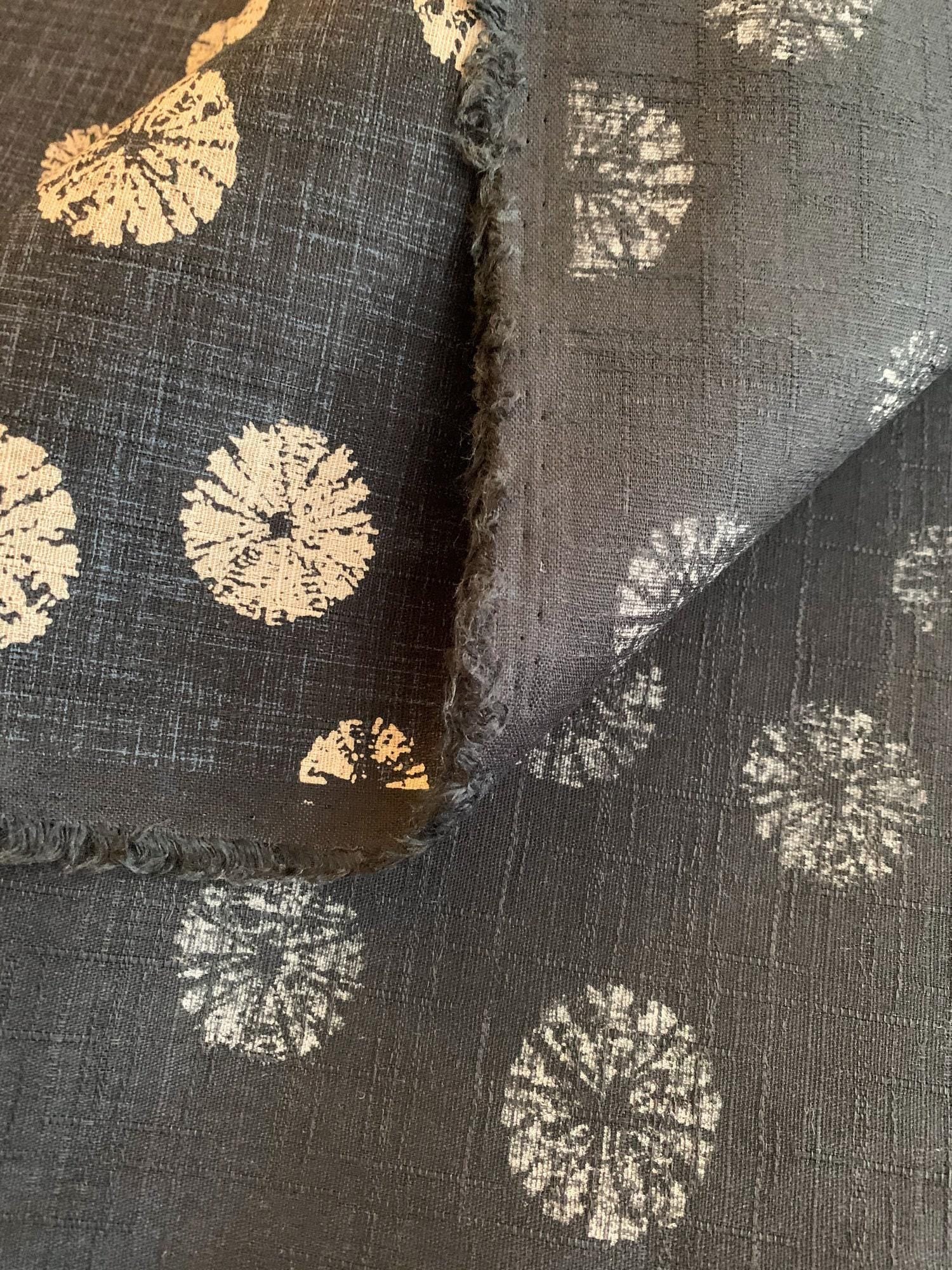 Morikiku - Shibori Sand Dollars Cotton Dobby - Dark Navy Beige