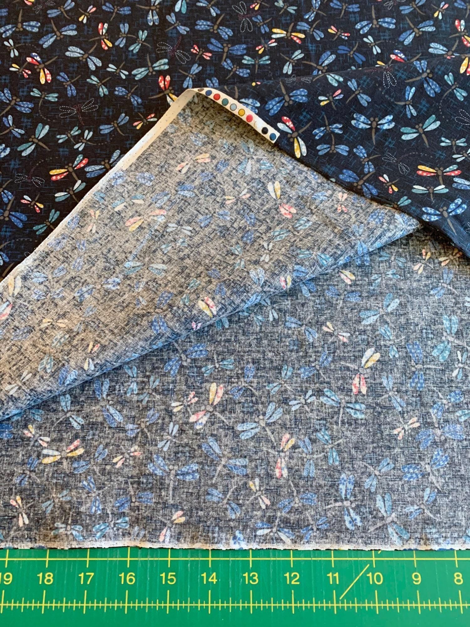 Sevenberry - Patchwork Dragonflies Cotton Fabric - Blue