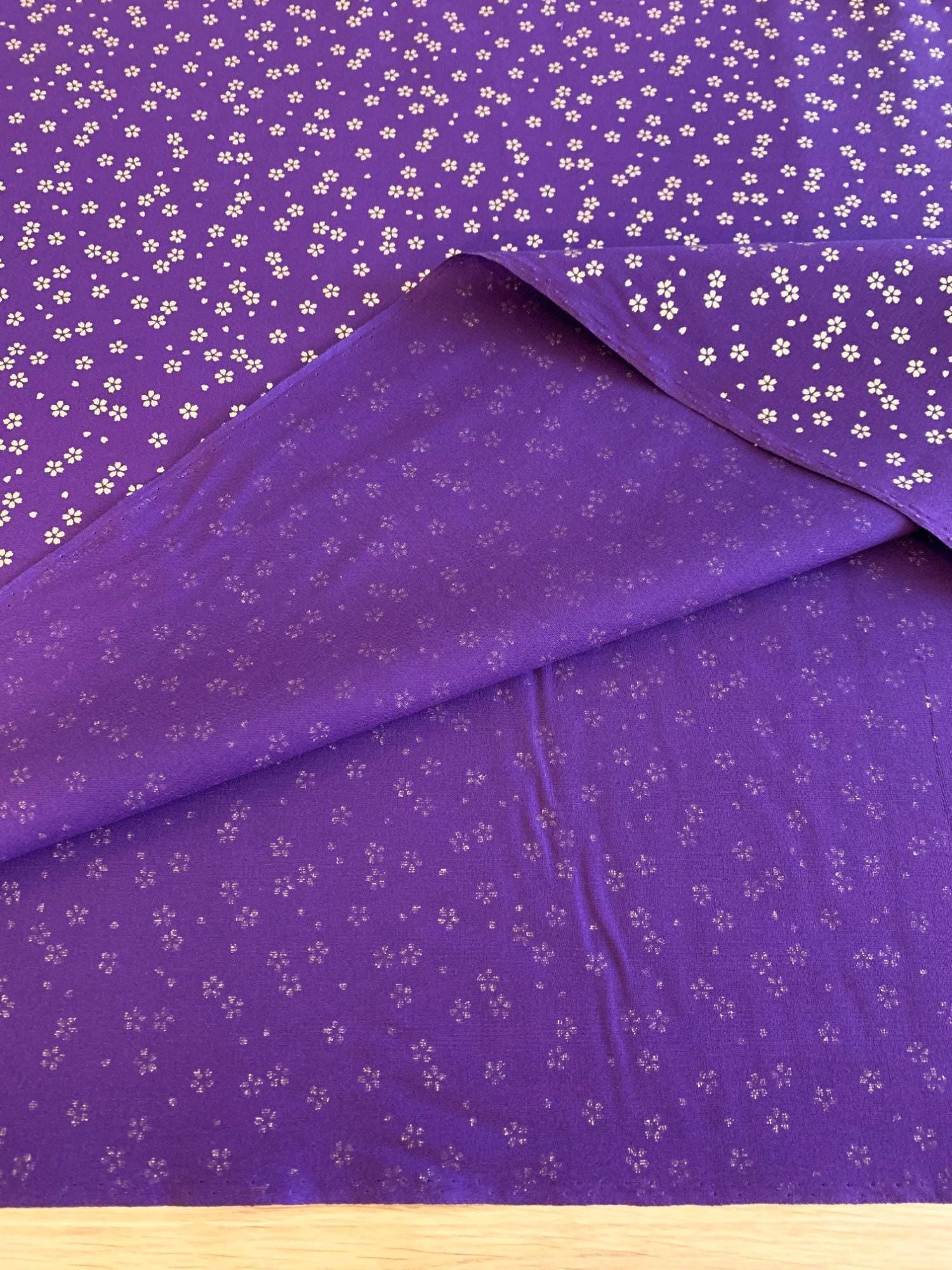 Sevenberry - Golden Cherry Blossoms Cotton Fabric - Purple
