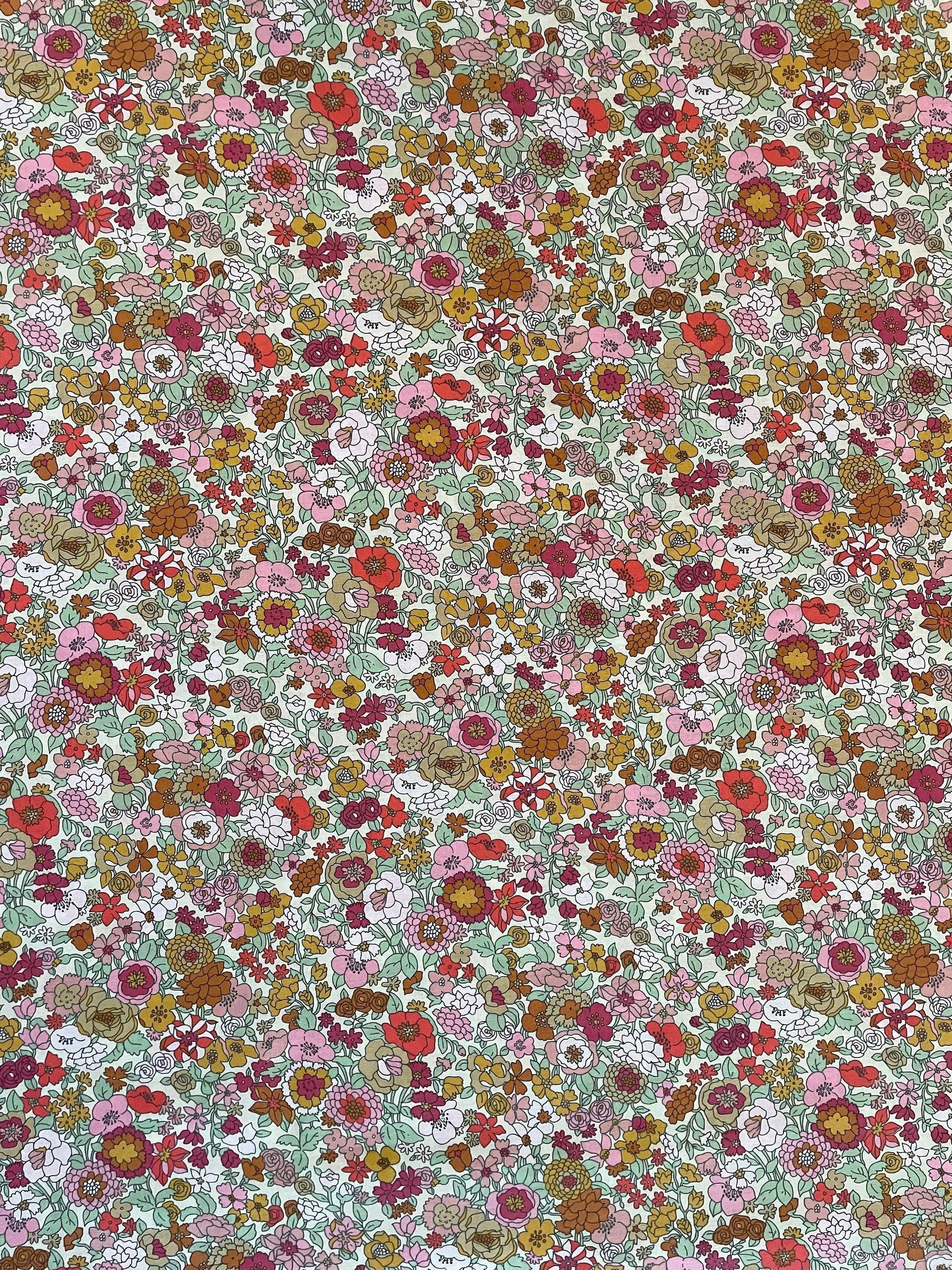 Sunwell - Bold Blooms Cotton Lawn - Cream Pink Orange