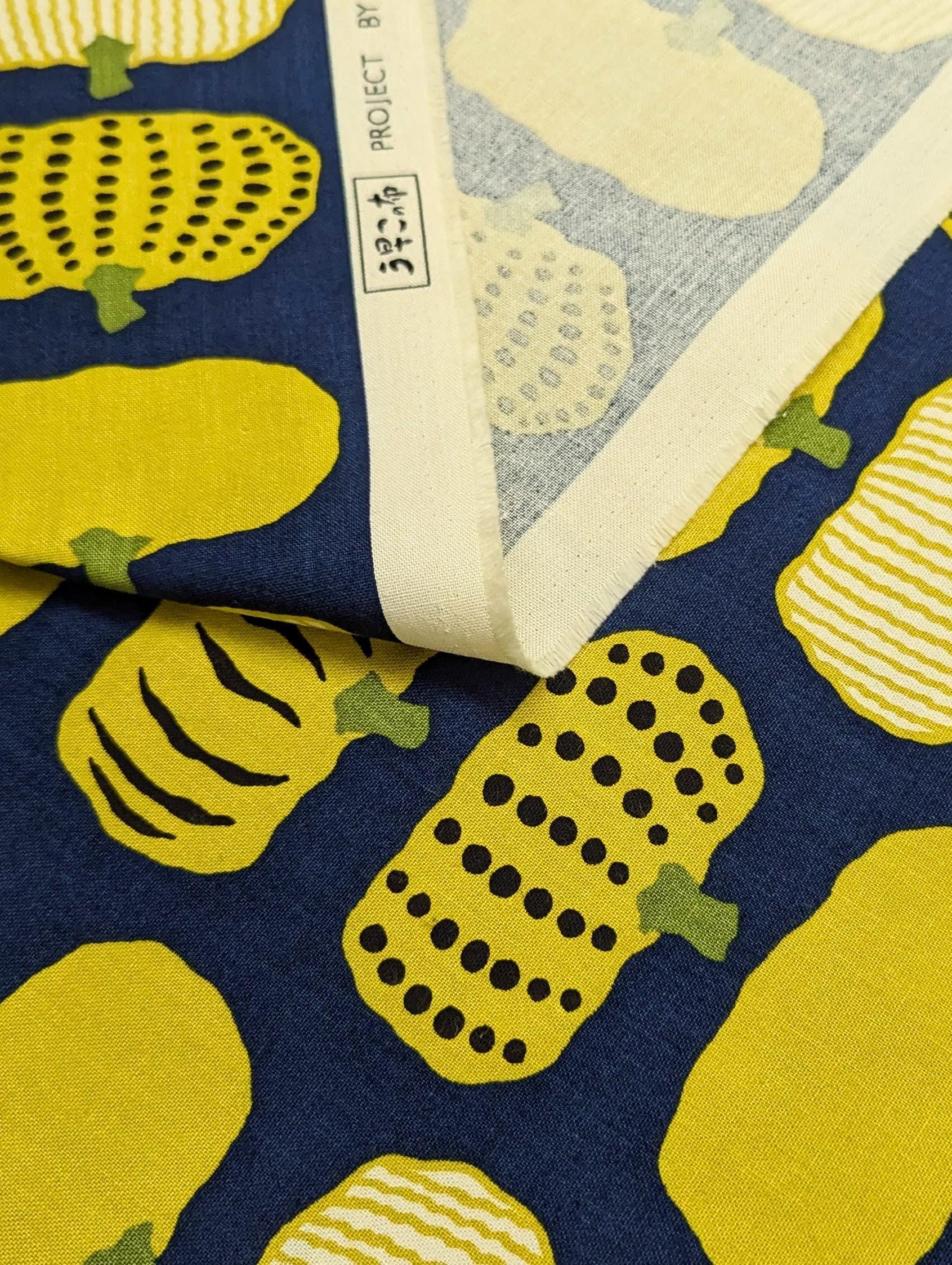 Kokka - Kabocha Pumpkins Cotton Oxford - Yellow Blue