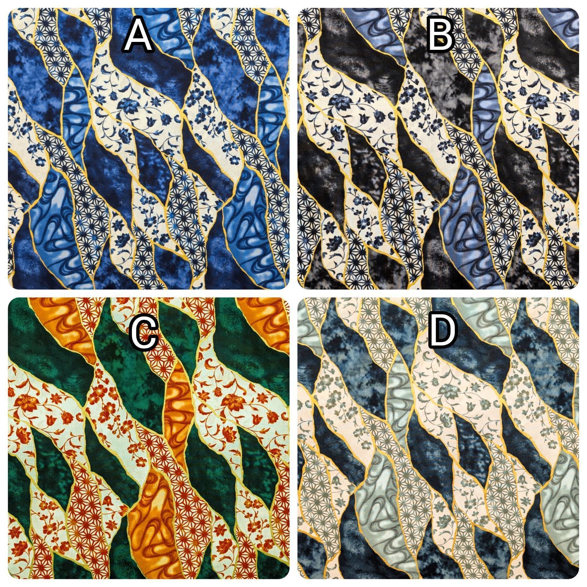 Senyo - Patterned Golden Kintsugi Cotton Fabric - Gray