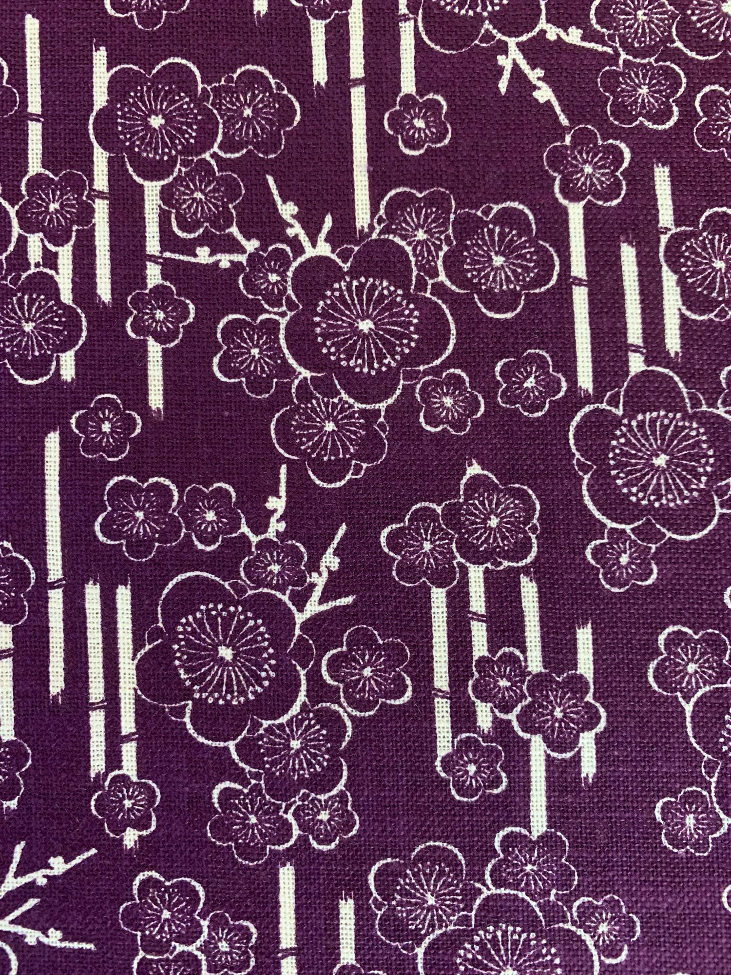 Sevenberry - Plum Cherry Blossoms Cotton Fabric - Purple