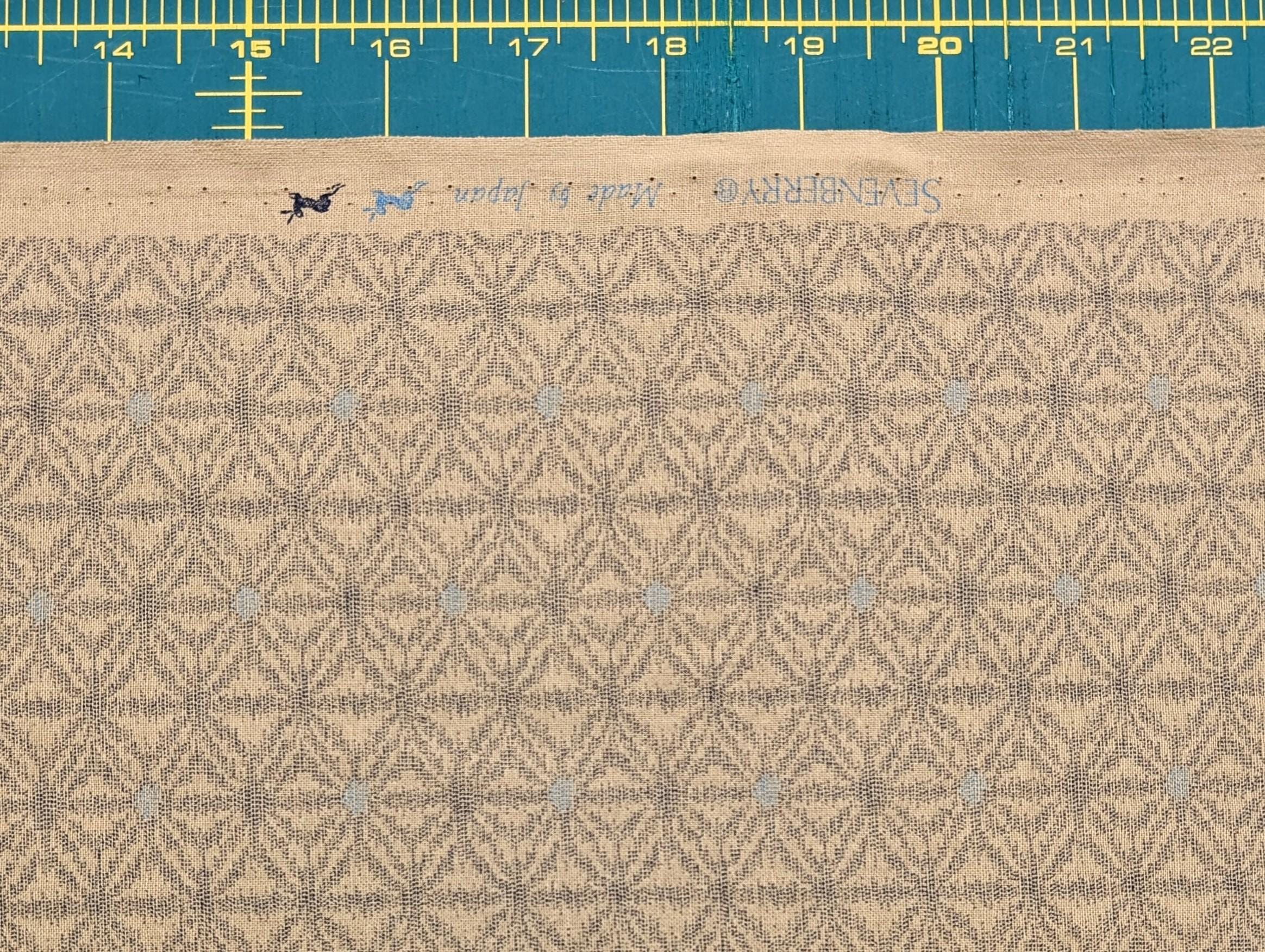 Sevenberry - Printed Ikat Asanoha Variation Stars in Beige and Gray Cotton Fabric - Beige Gray