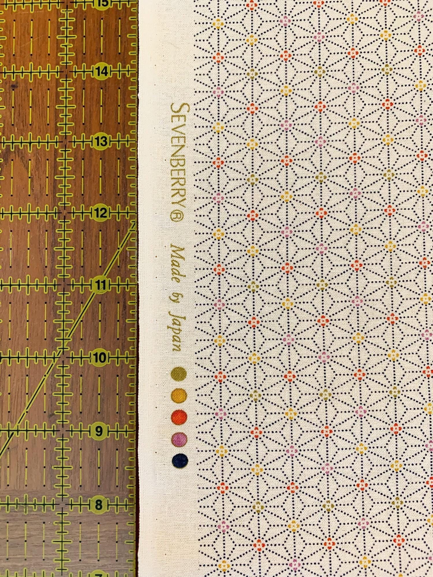 Sevenberry - Dotted Asanoha Stars Cotton Fabric - Ivory