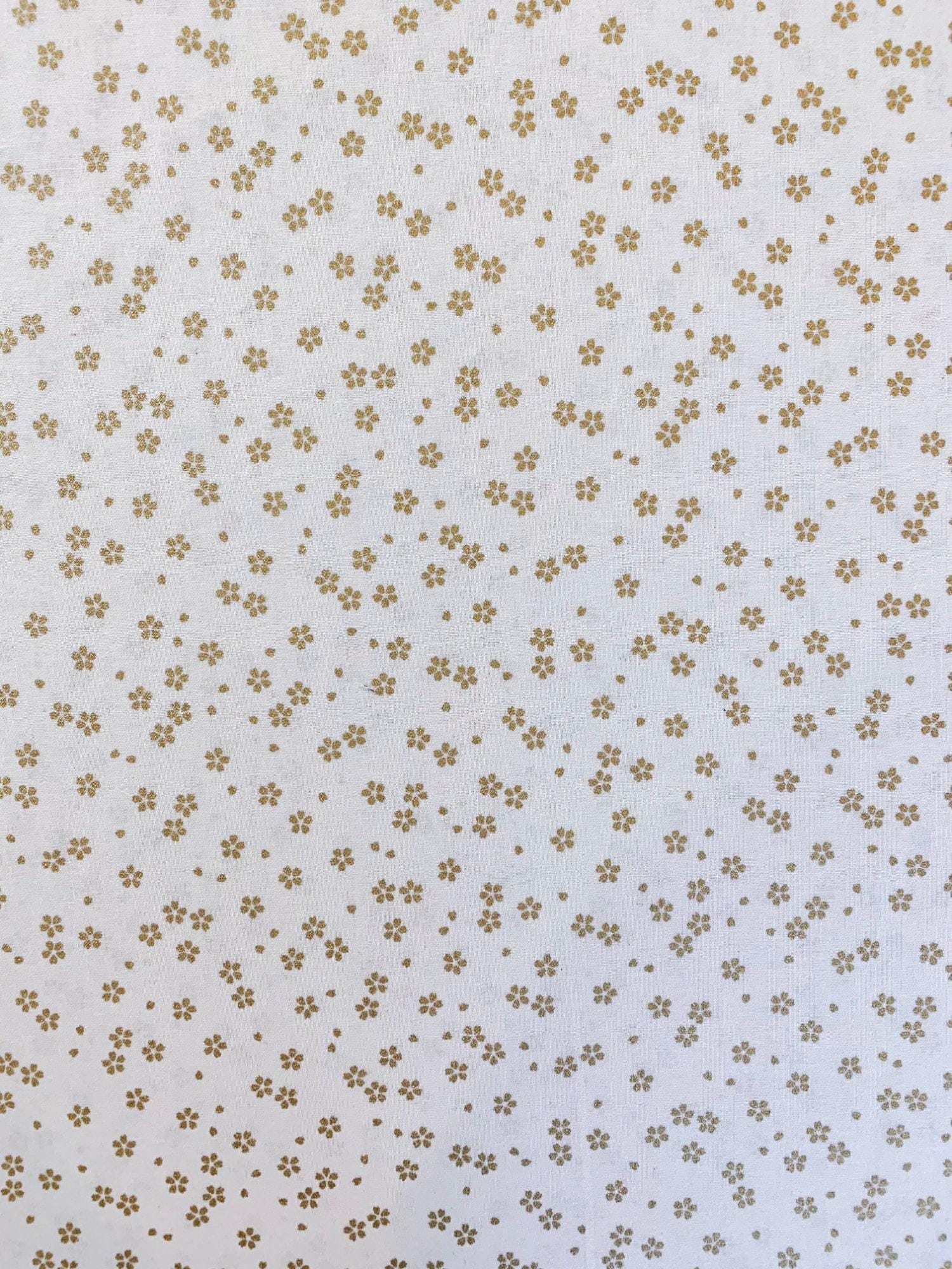 Sevenberry - Golden Cherry Blossoms Cotton Fabric - White