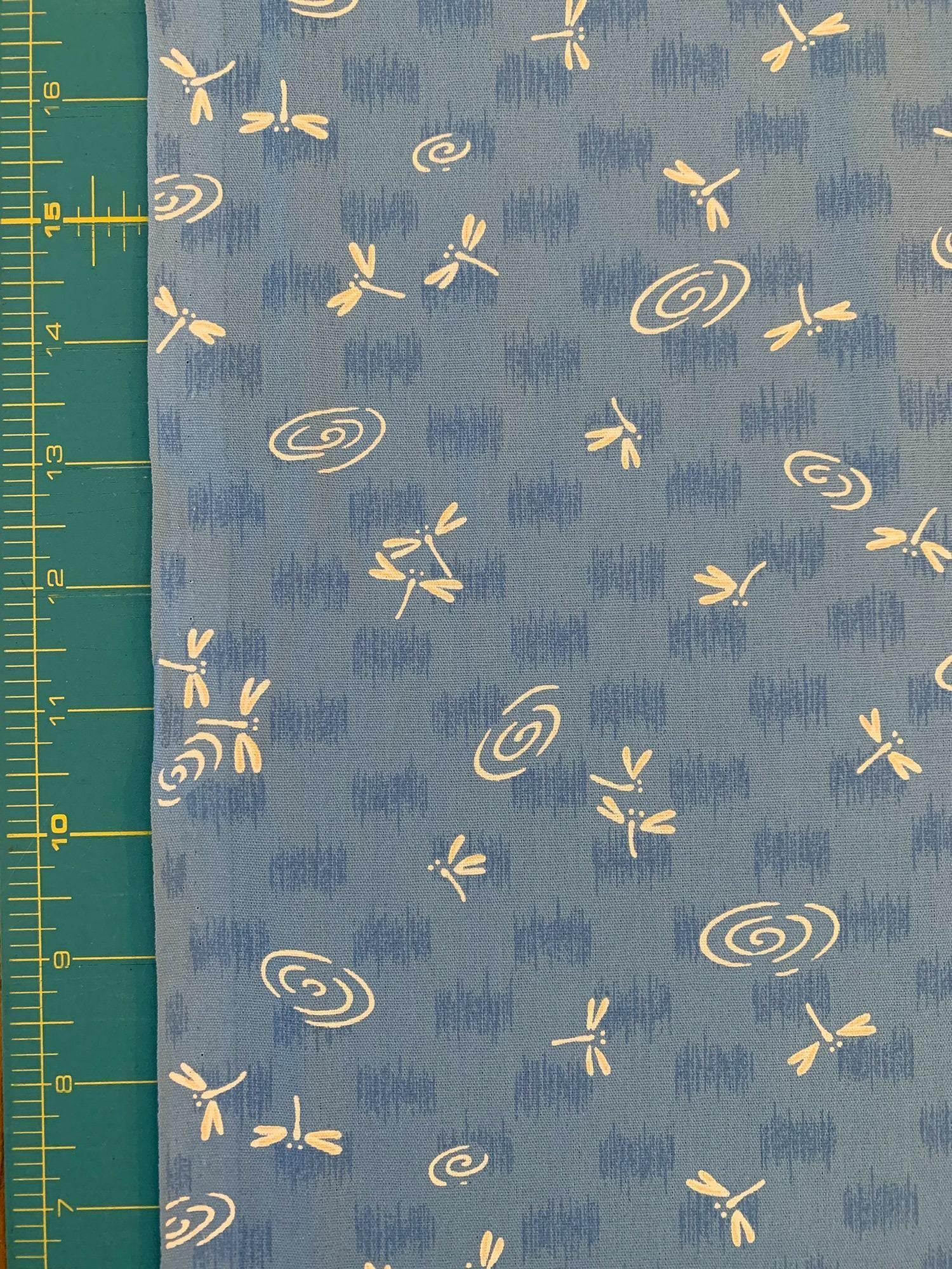 Dragonflies at the Water's Edge in blue Japanese cotton fabric 3030-4B